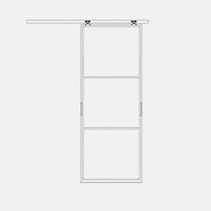 Single Flat Top Track Sliding steel door (Barn door) with 3 glass panes on each door - PINKYS