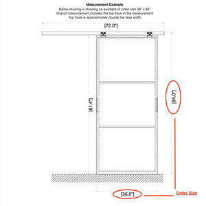 Double Flat Top Track Sliding steel door (Barn door) with 3 glass panes on each door - PINKYS