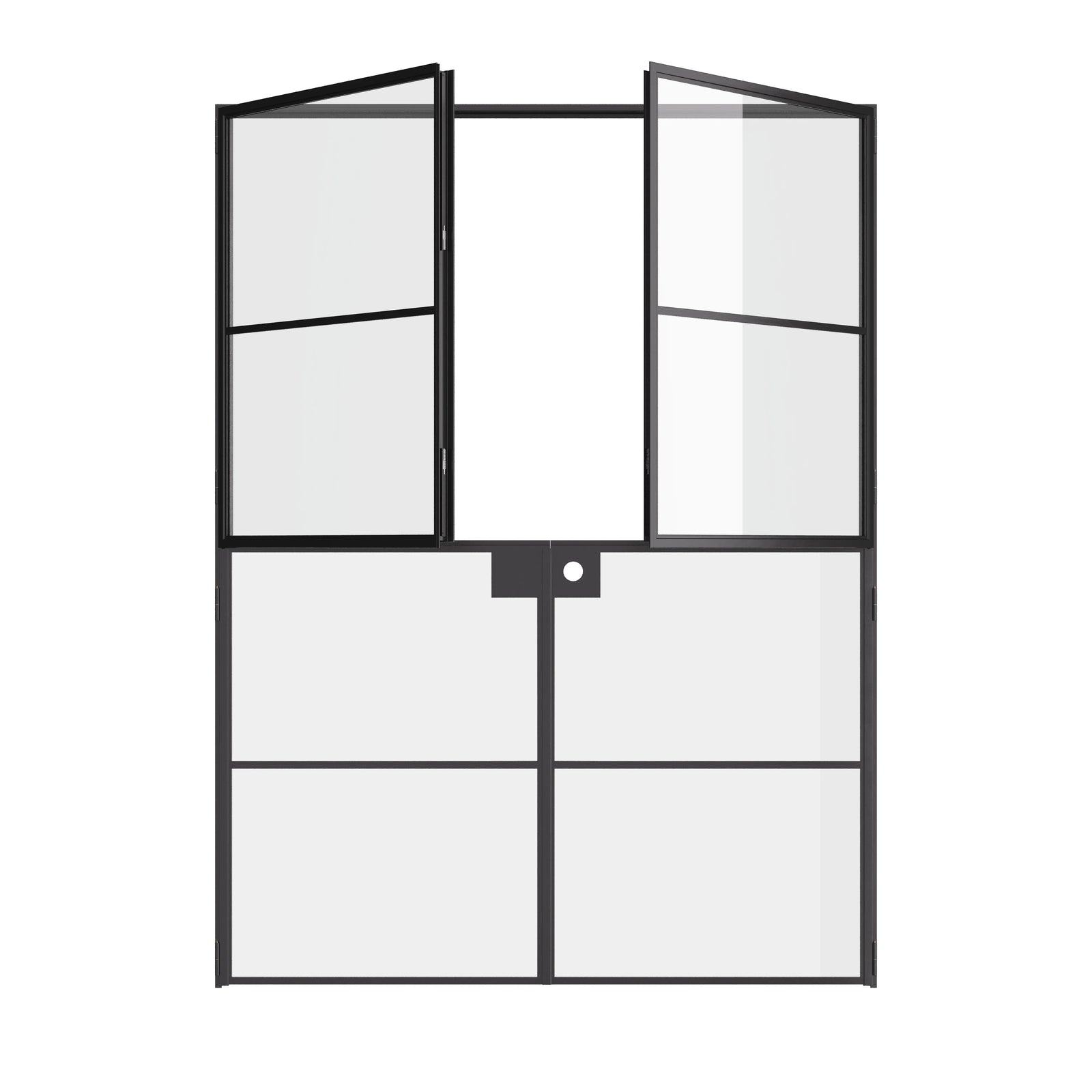 Air 4 modular Dutch double door set in solid OTTOSTUMM steel with narrow muntins