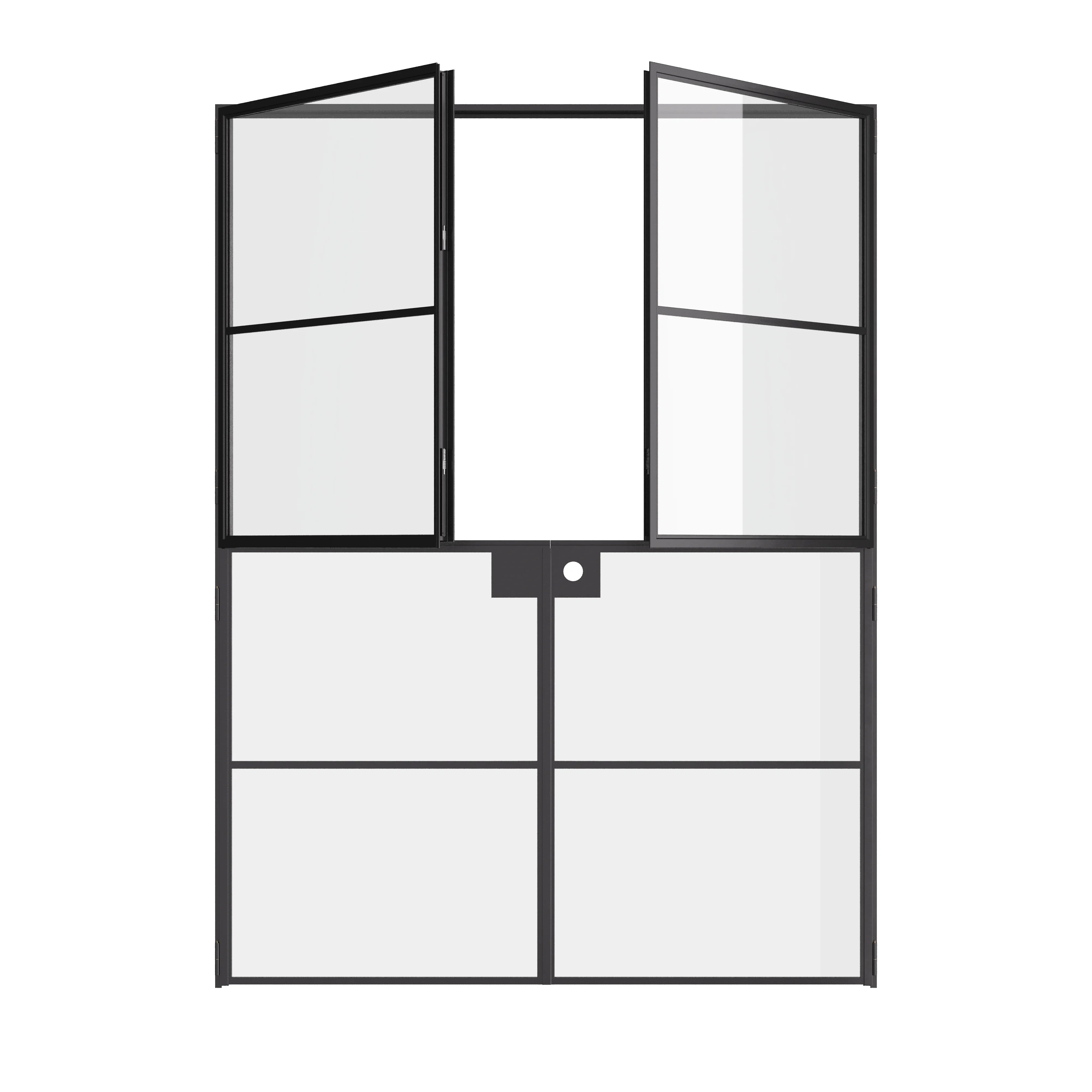 Air 4 modular Dutch double door set in solid OTTOSTUMM steel with narrow muntins