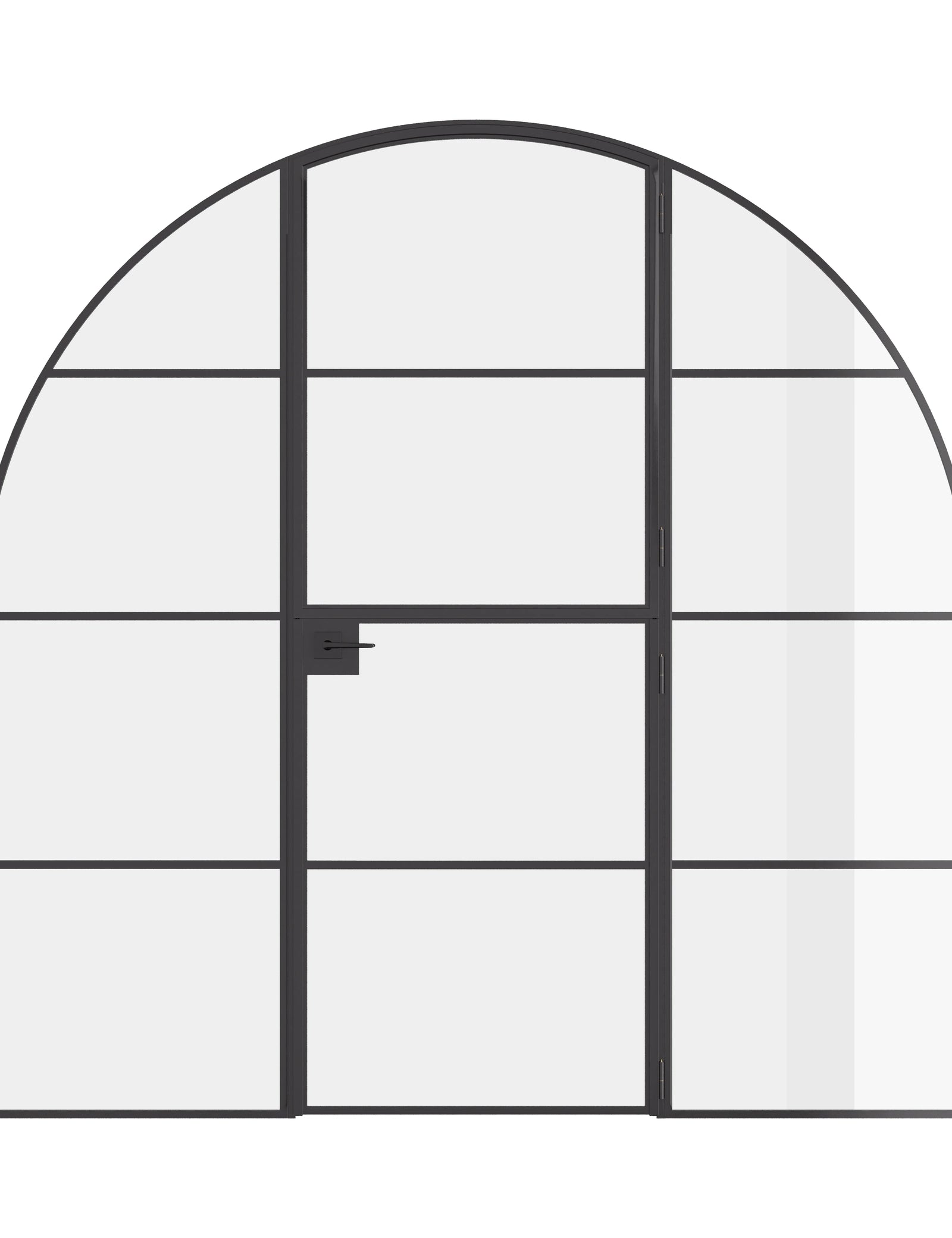Air 4 Dutch full arch single door with sidelights in solid steel frame