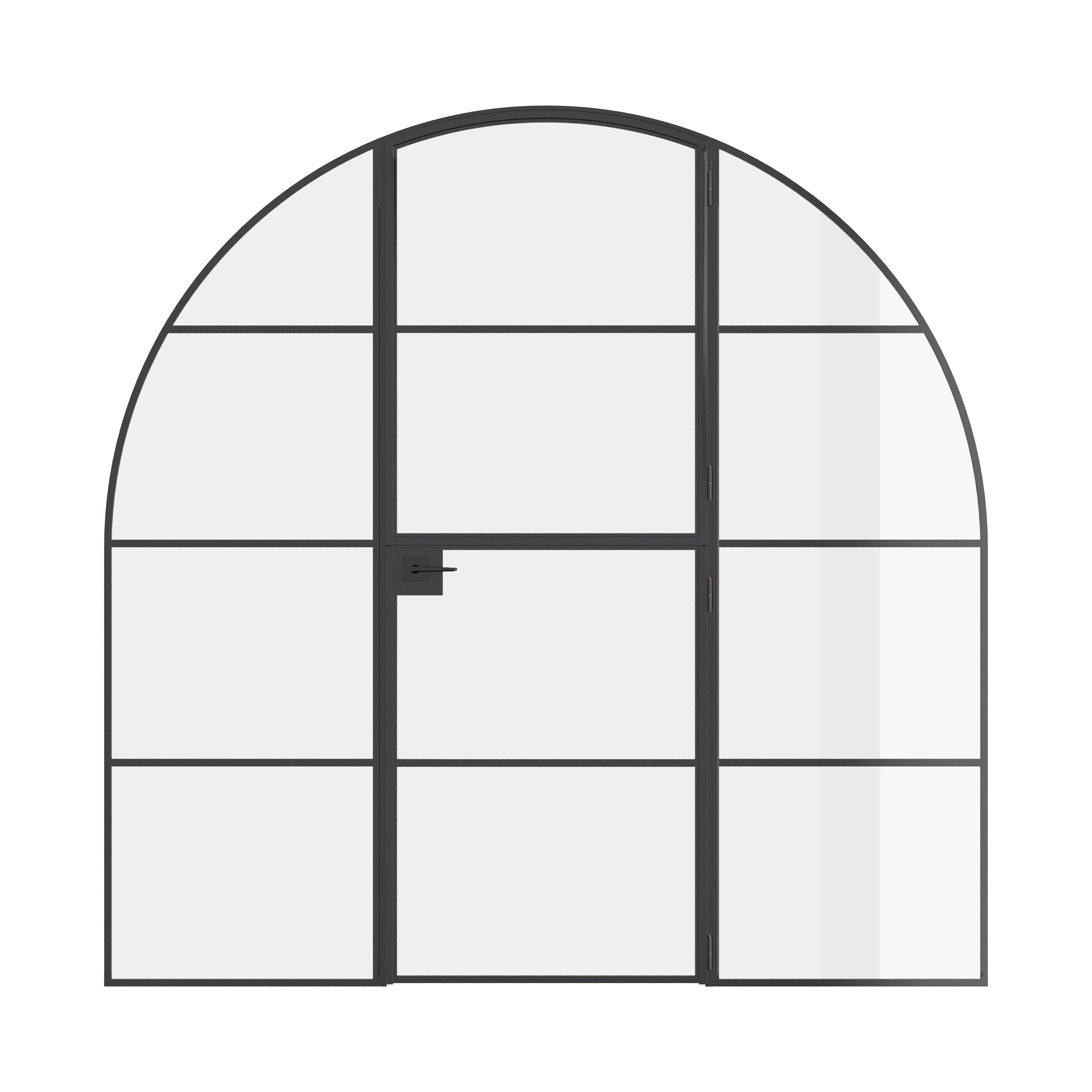 Air 4 Dutch full arch single door with sidelights in solid steel frame