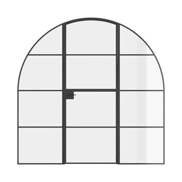 Air 4 Dutch full arch single door with sidelights in solid steel frame