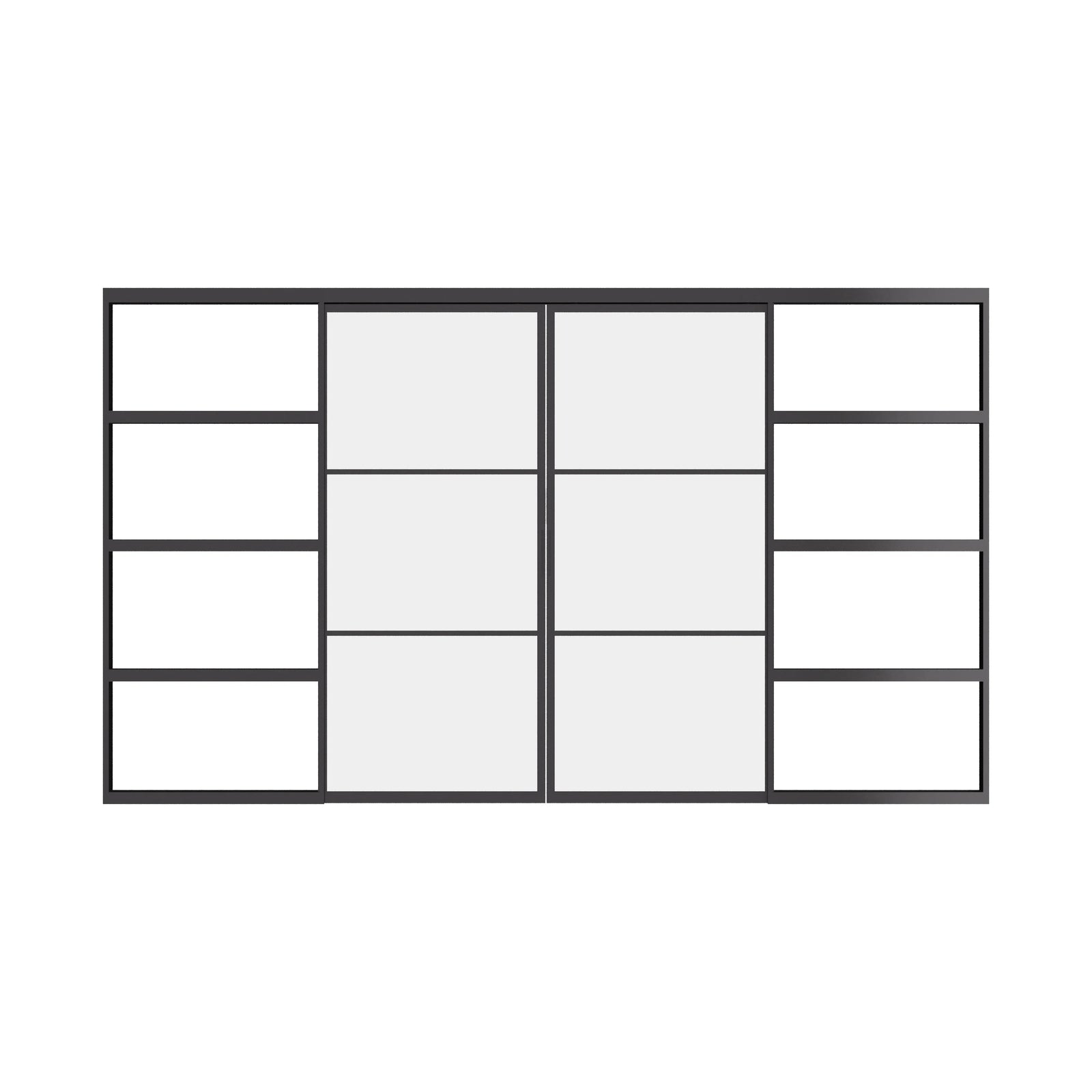 Air 4 double flat pocket slider doors with slim frames and clear glass panes