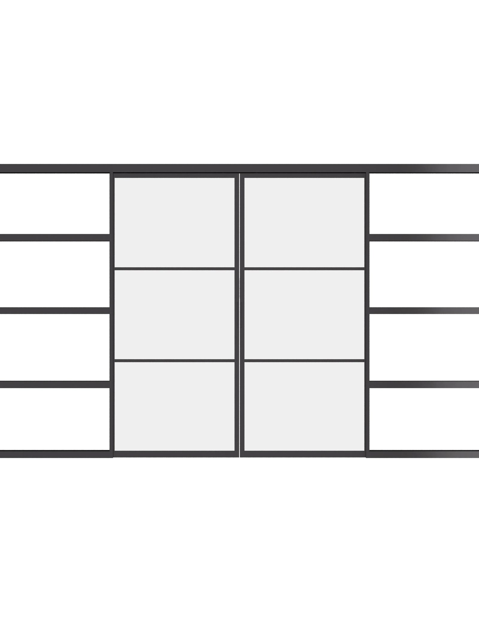 Air 4 double flat pocket slider doors with slim frames and clear glass panes