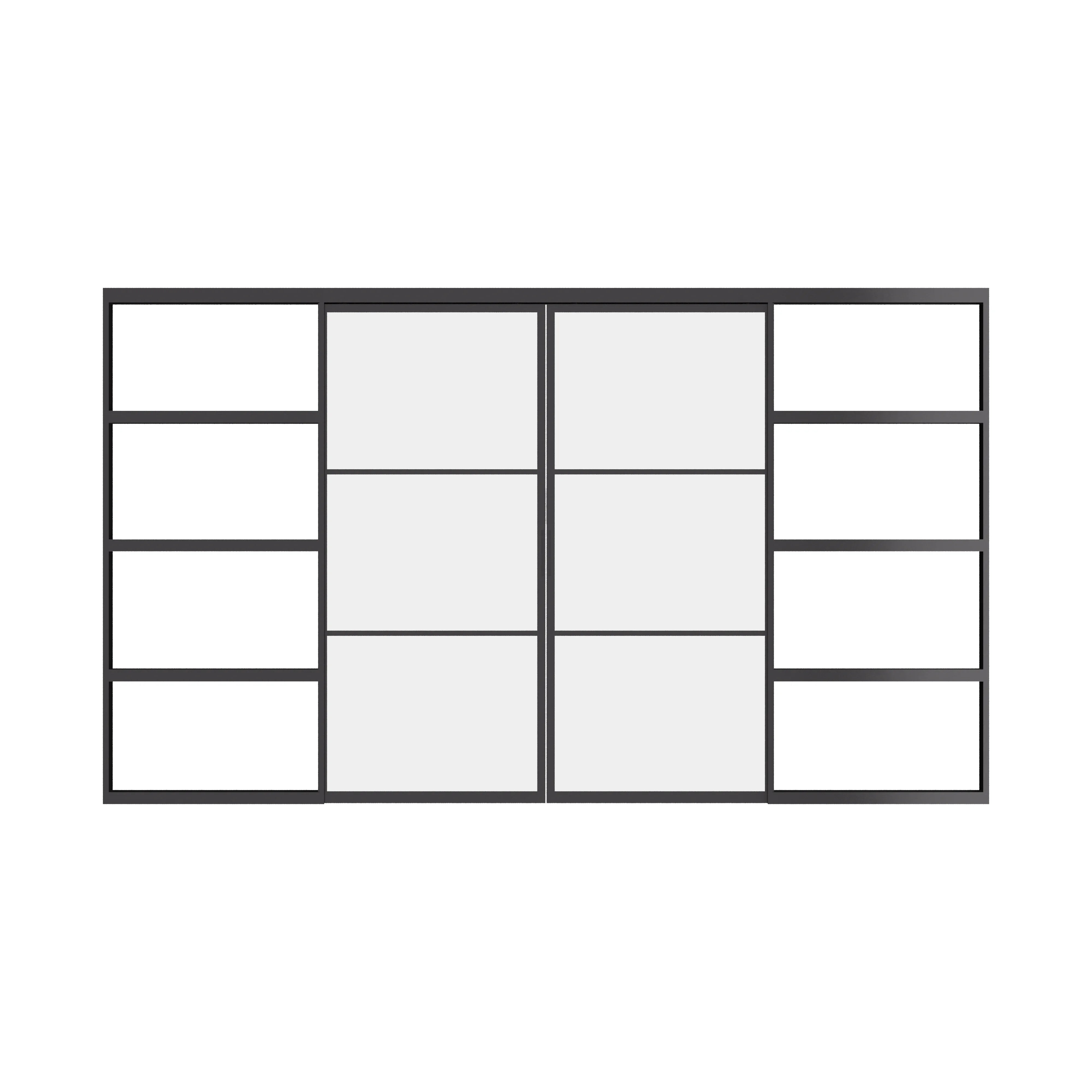 Air 4 double flat pocket slider doors with slim frames and clear glass panes