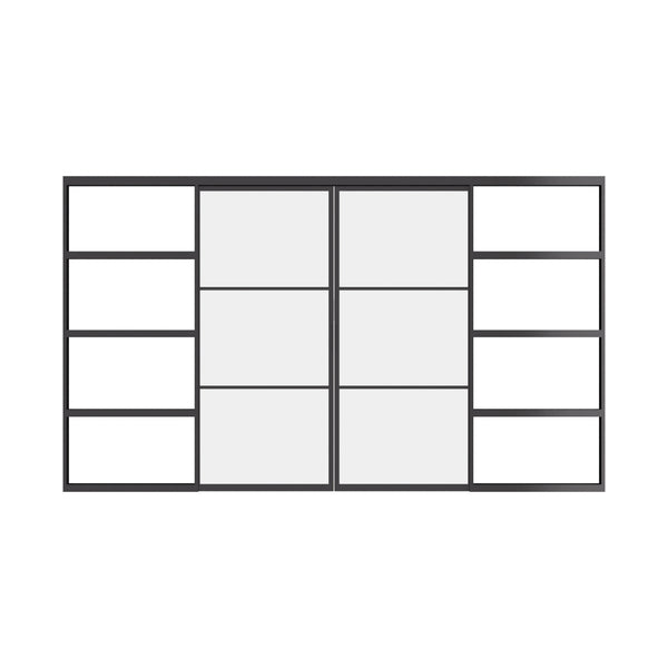 Air 4 double flat pocket slider doors with slim frames and clear glass panes