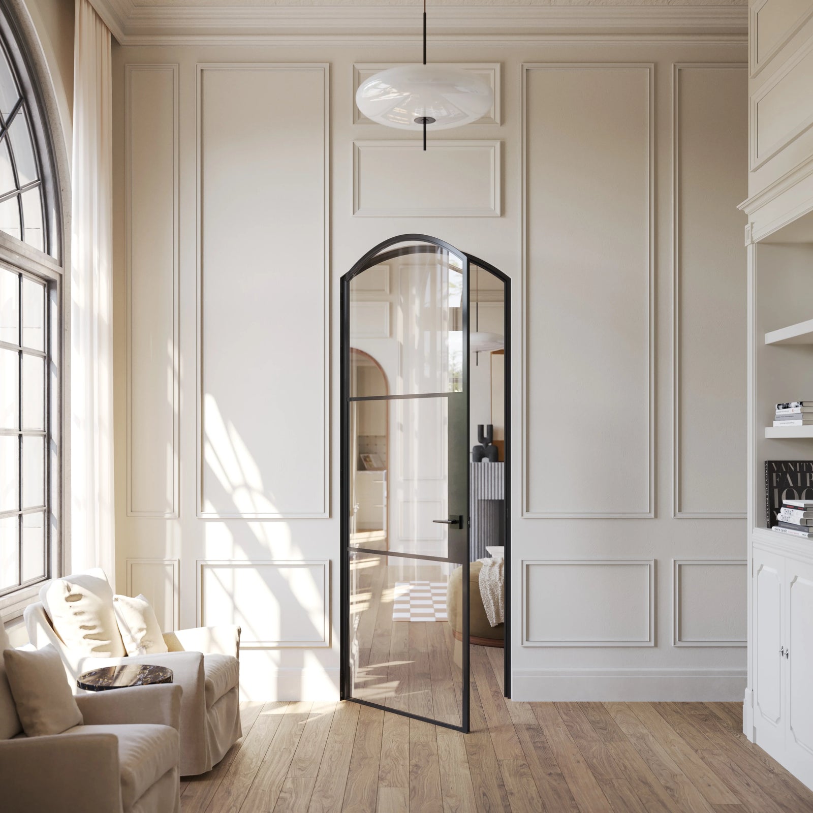 Air 4 arched single interior door in hot-rolled steel with narrow sightlines