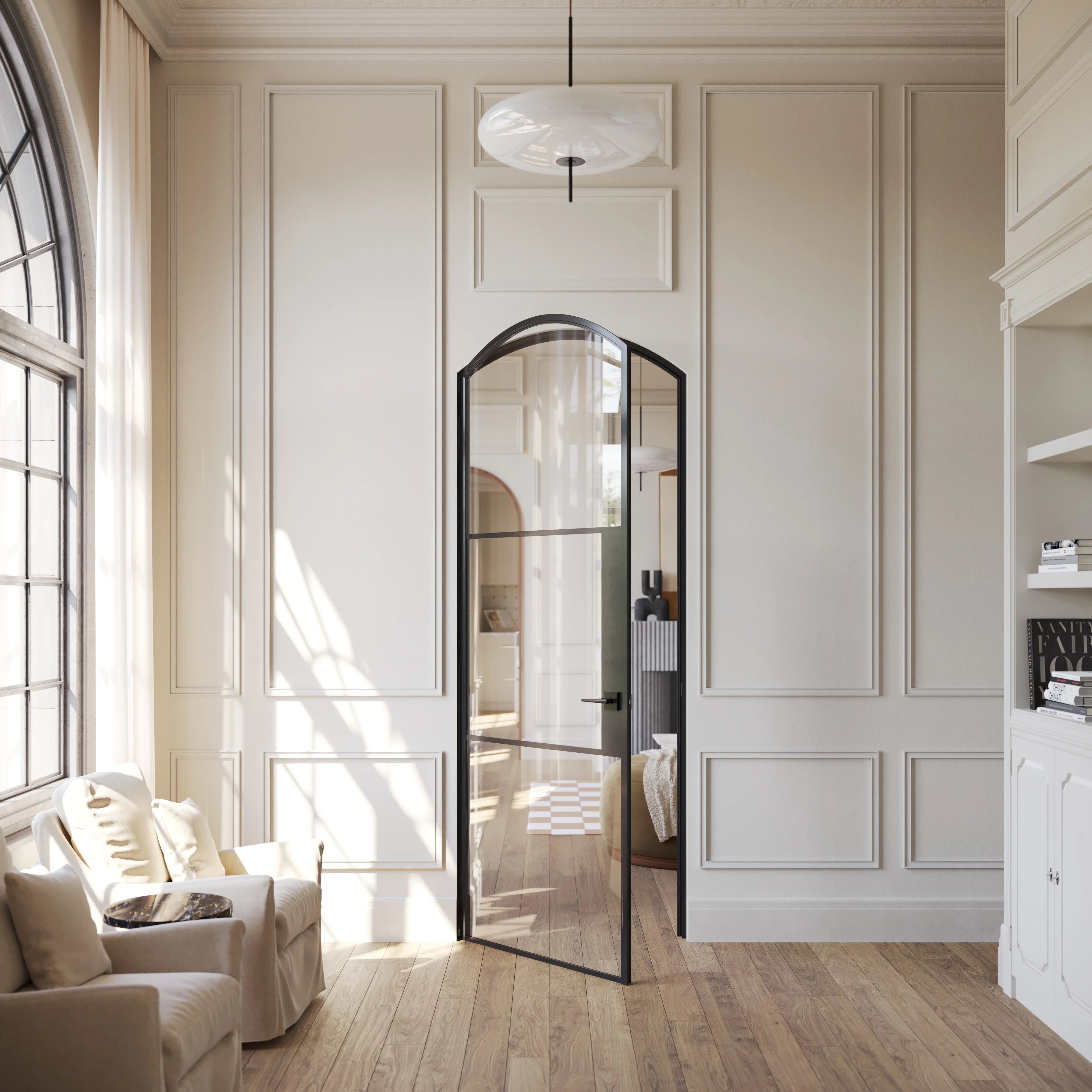 Air 4 arched single interior door in hot-rolled steel with narrow sightlines