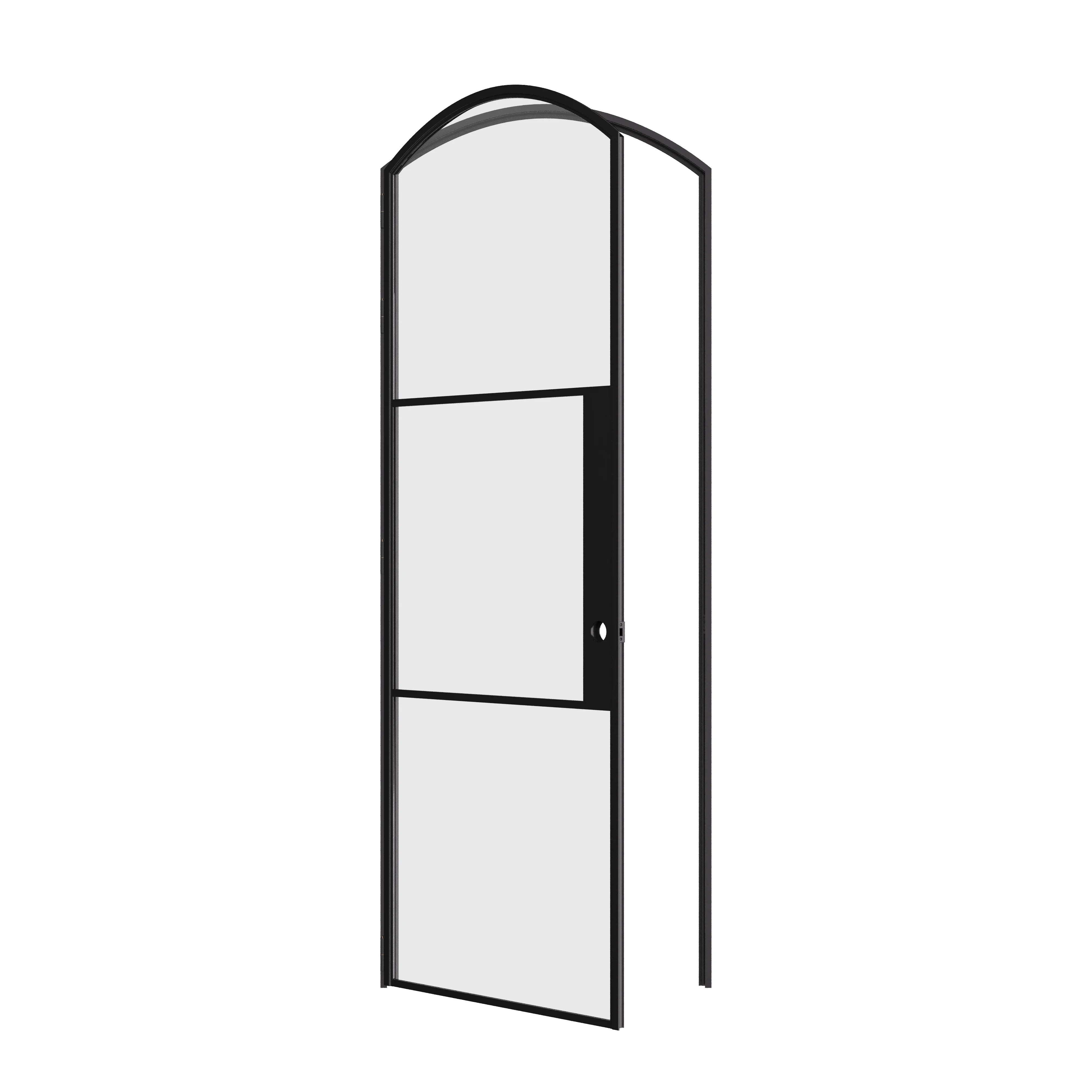 Air 4 single arch prehung steel door with minimalist glass layout