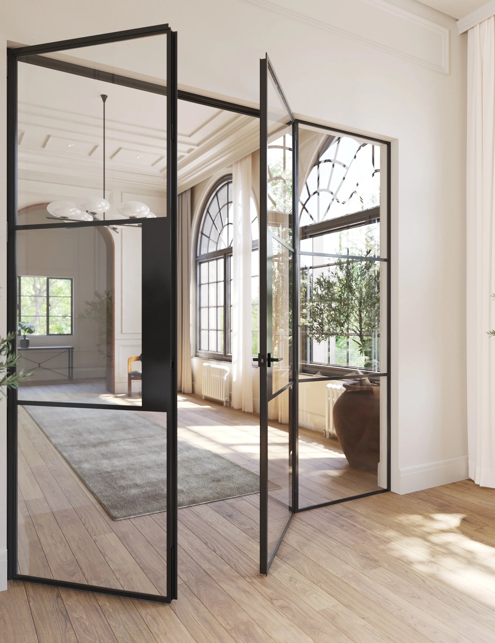 Air 4 double flat OTTOSTUMM steel doors with single left side window panel