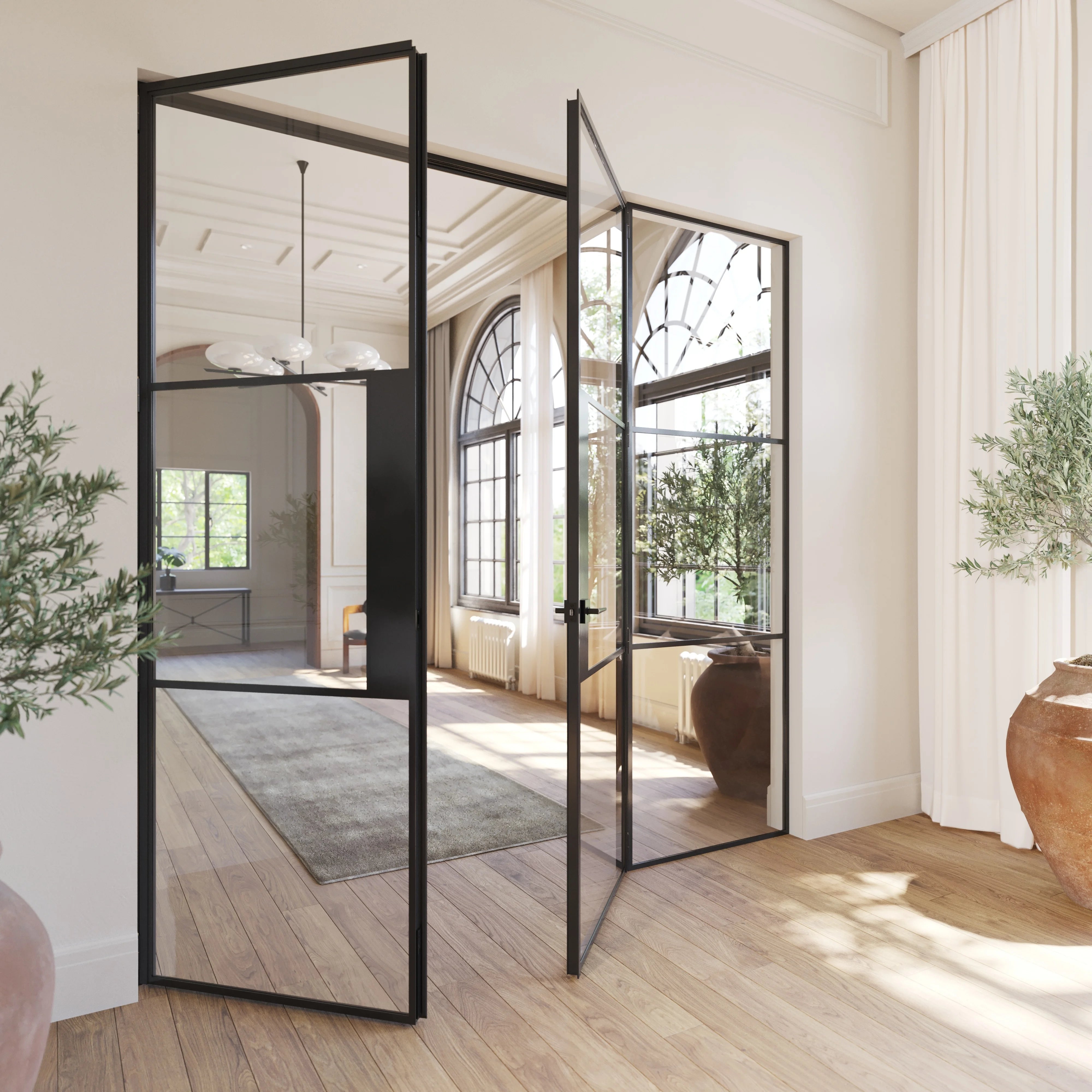 Air 4 double flat OTTOSTUMM steel doors with single left side window panel