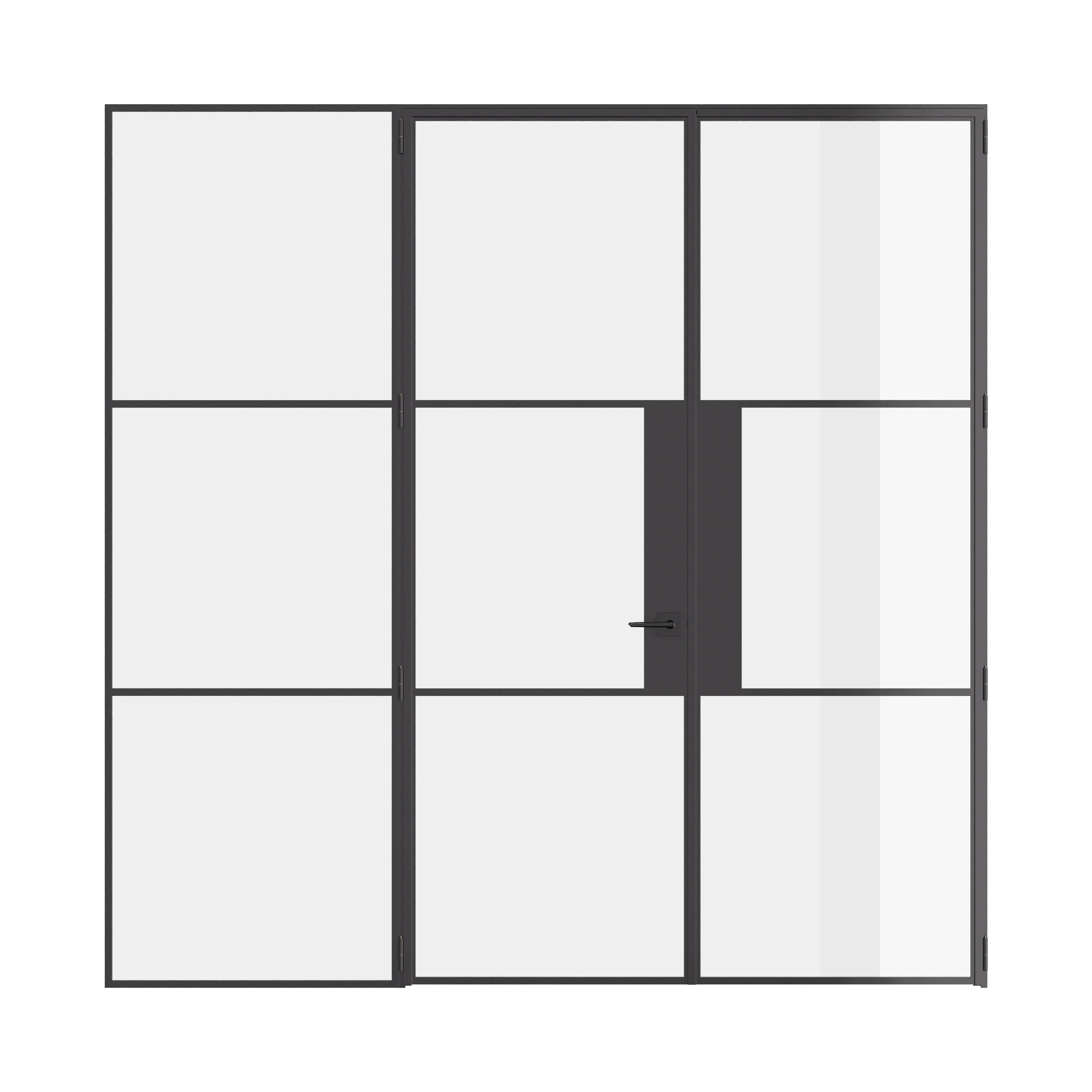 Air 4 double flat doors with left sidelight in solid steel frame