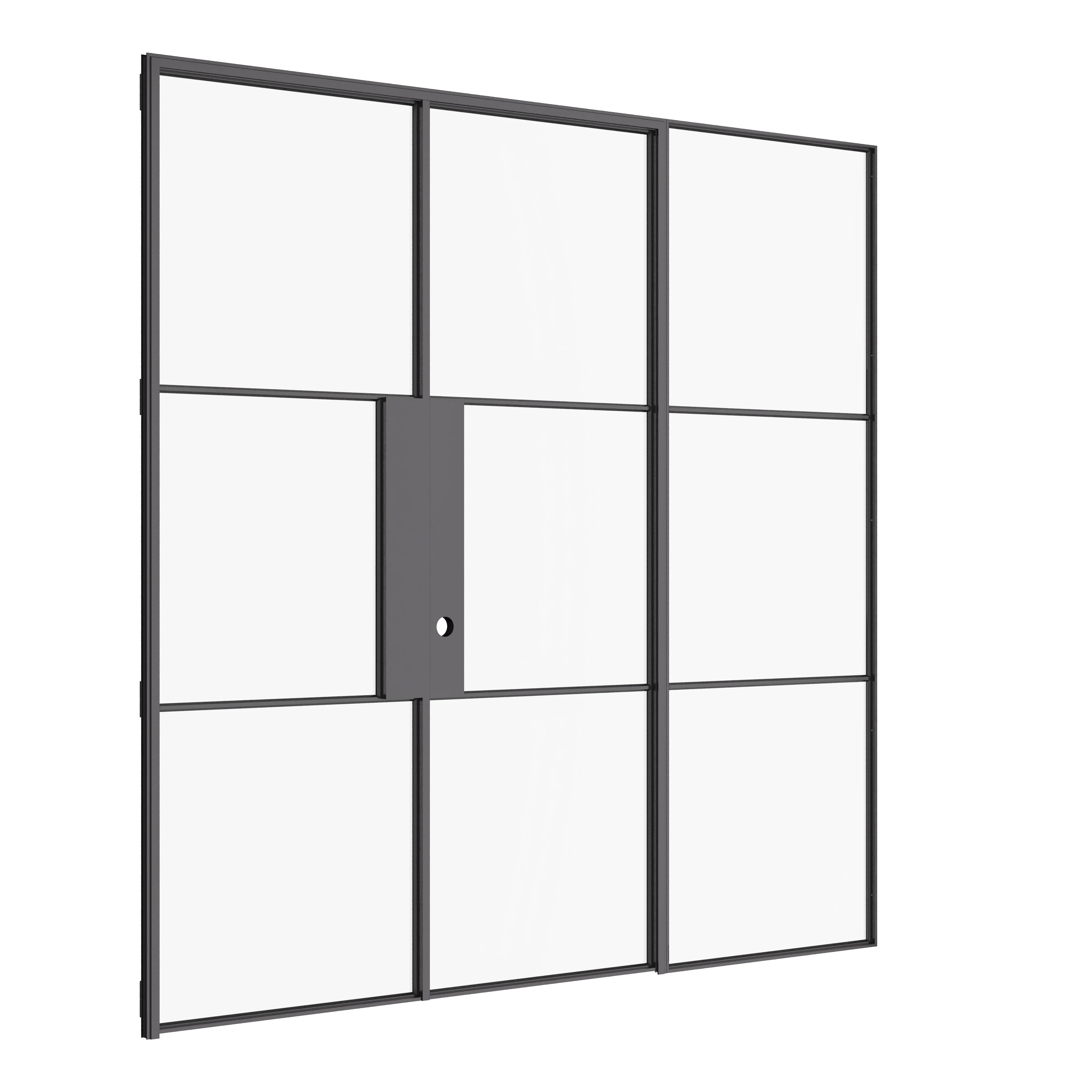 Air 4 double door set with left sidelite in sleek architectural steel