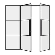 Air 4 double flat interior doors with offset sidelight in black steel