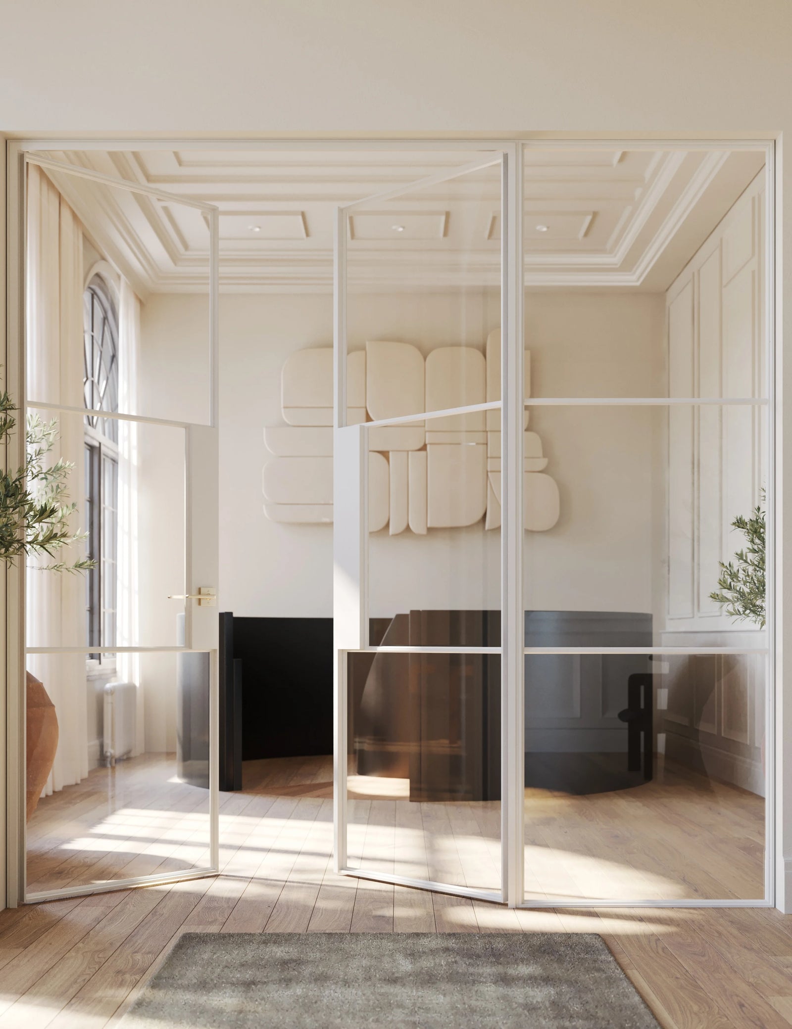 Air 4 double steel doors with right side window and narrow profiles