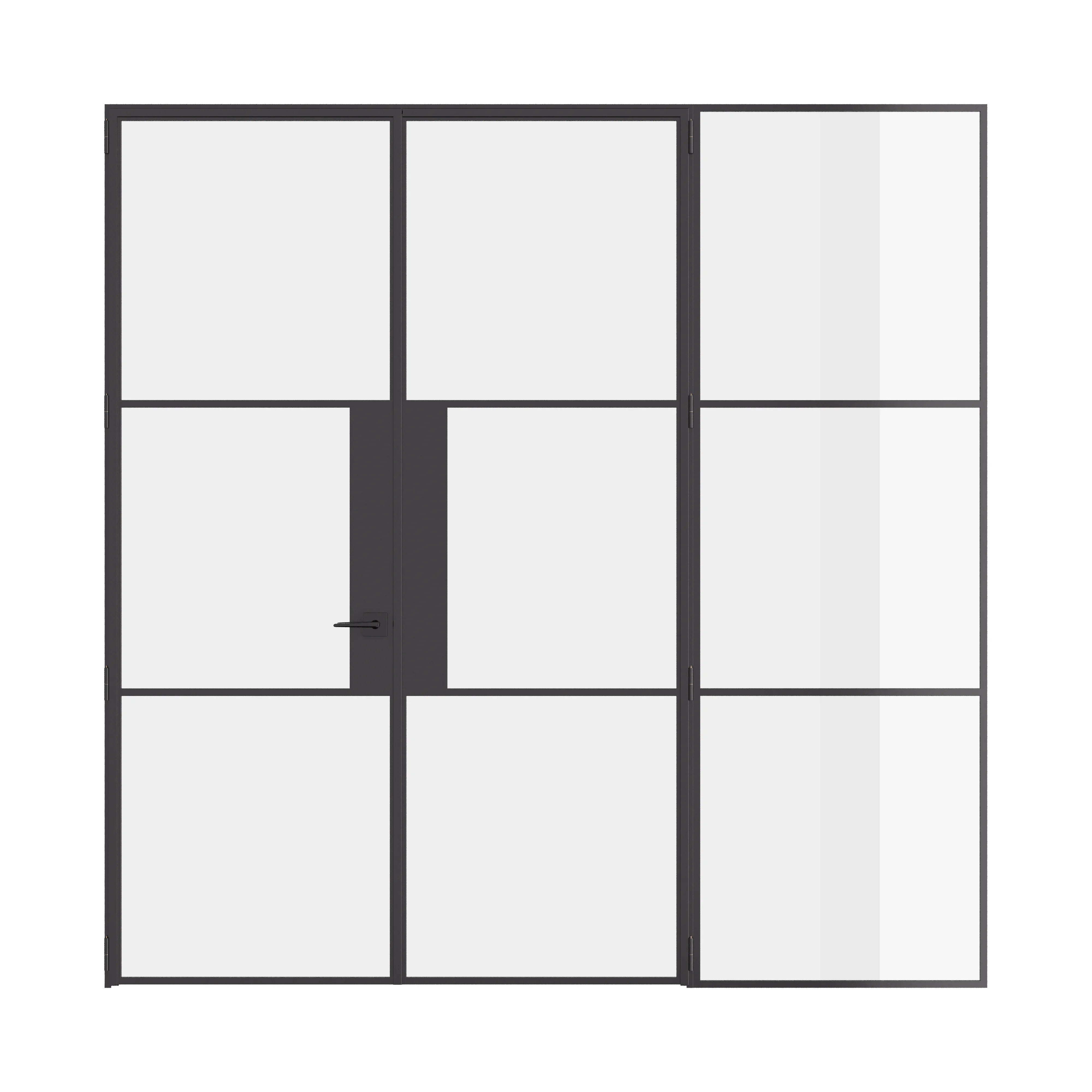 Air 4 double flat doors with right sidelight in strong steel frame