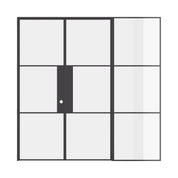 Air 4 modern double doors with offset right sidelite in black steel