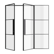 Air 4 double flat door set with right glass panel in architectural steel