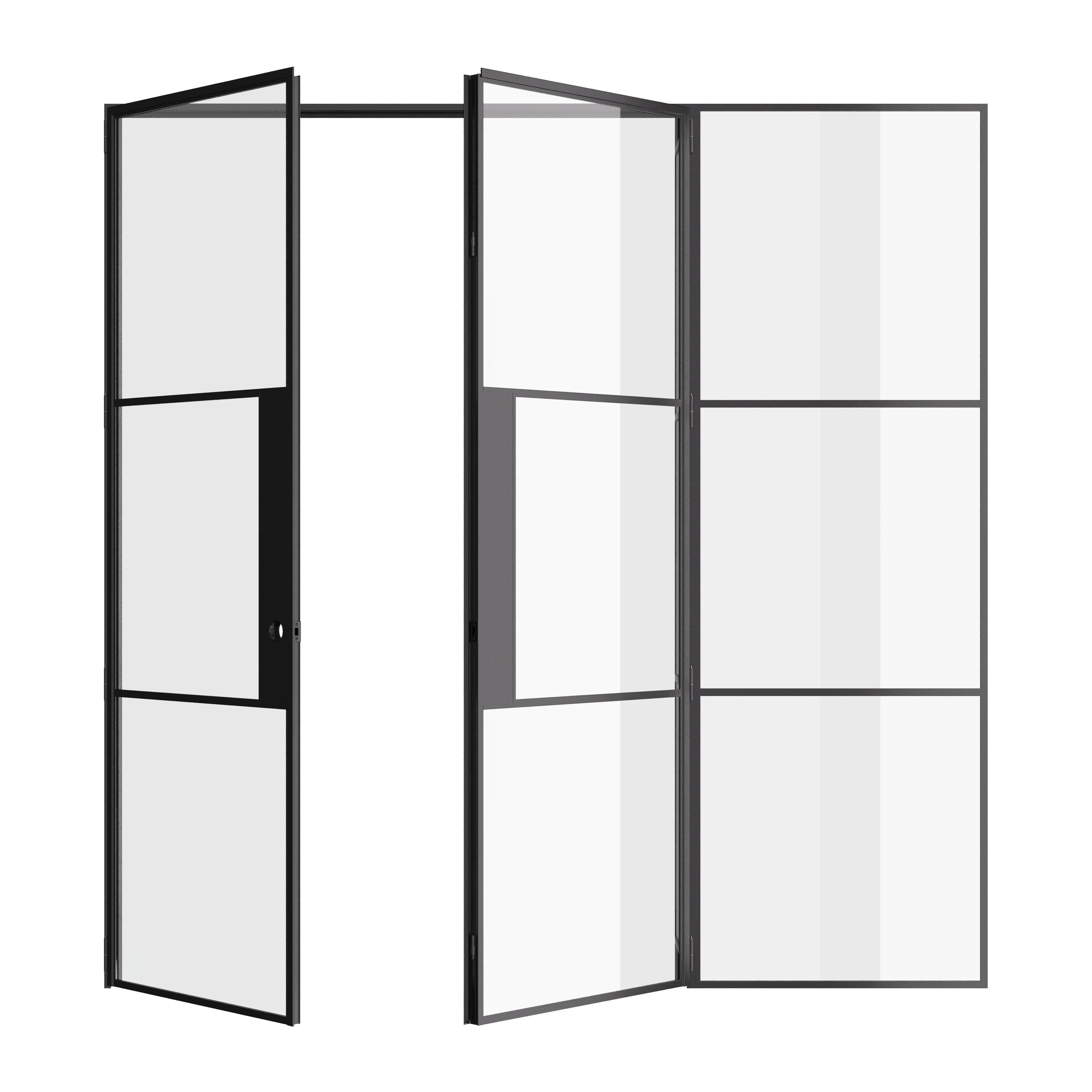Air 4 double flat door set with right glass panel in architectural steel