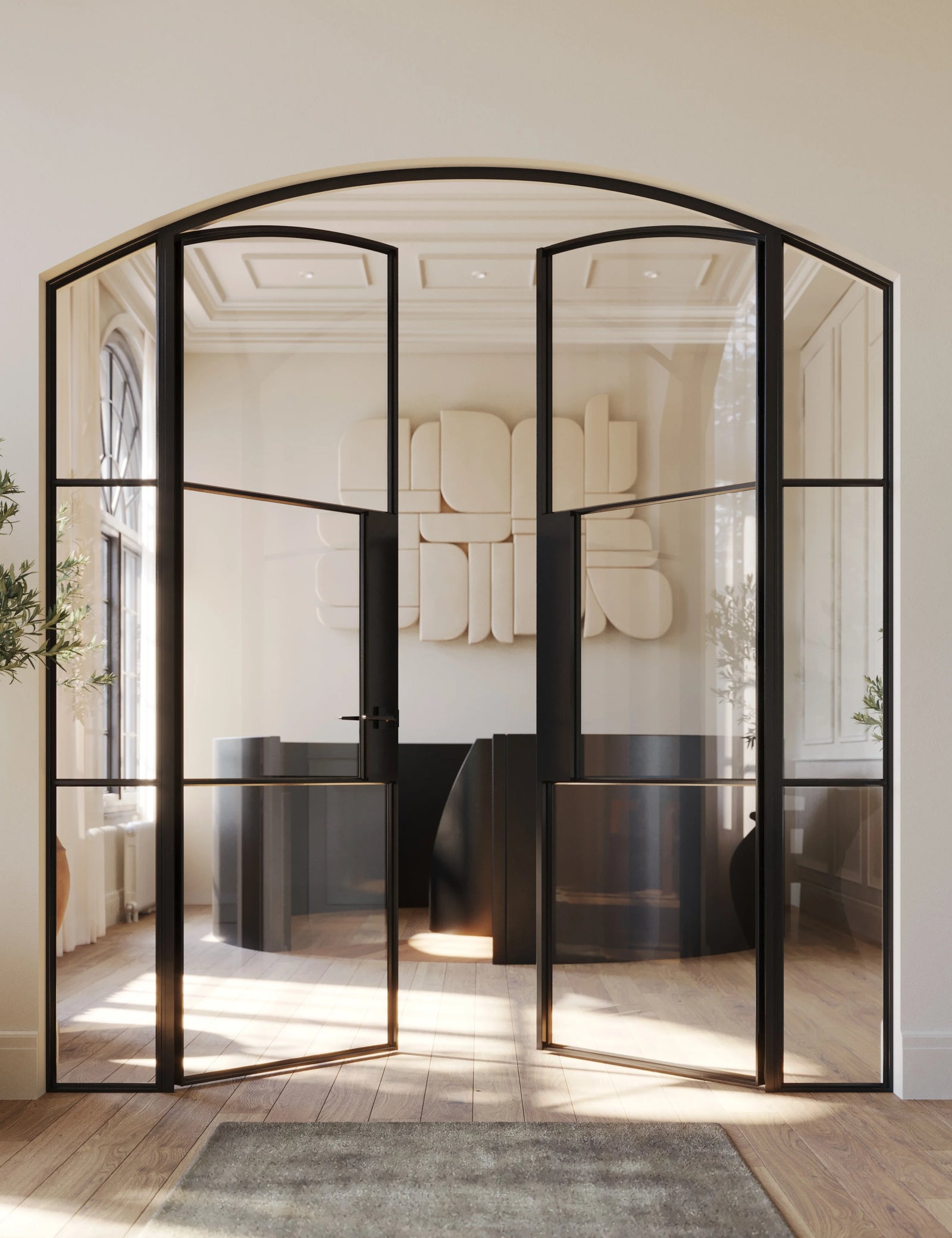 Air 4 arched double doors with side windows and clean geometric lines