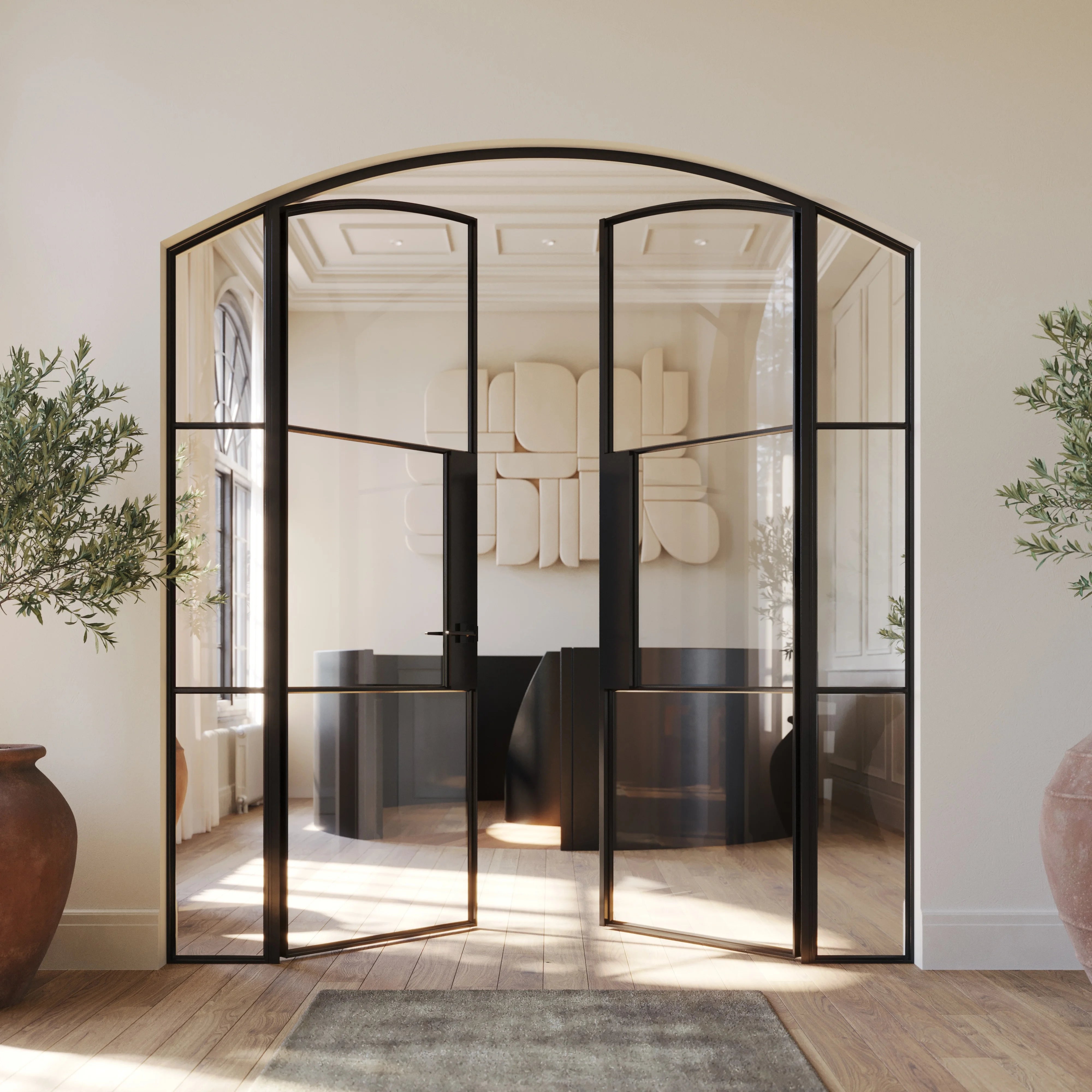 Air 4 arched double doors with side windows and clean geometric lines