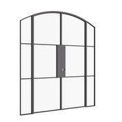 Air 4 curved top double steel doors with flanking glass panels