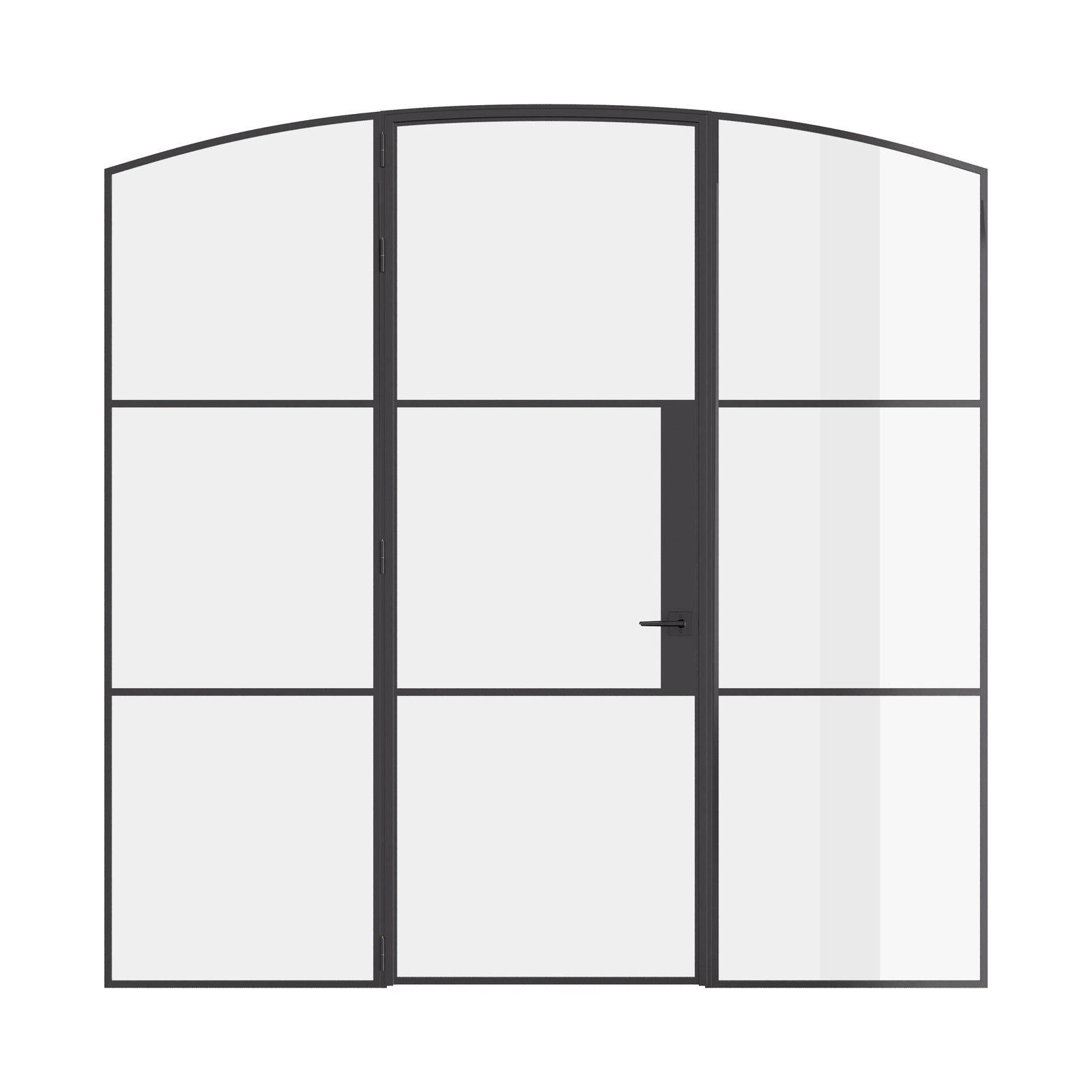 Air 4 single arch door with sidelights in sleek architectural steel frame