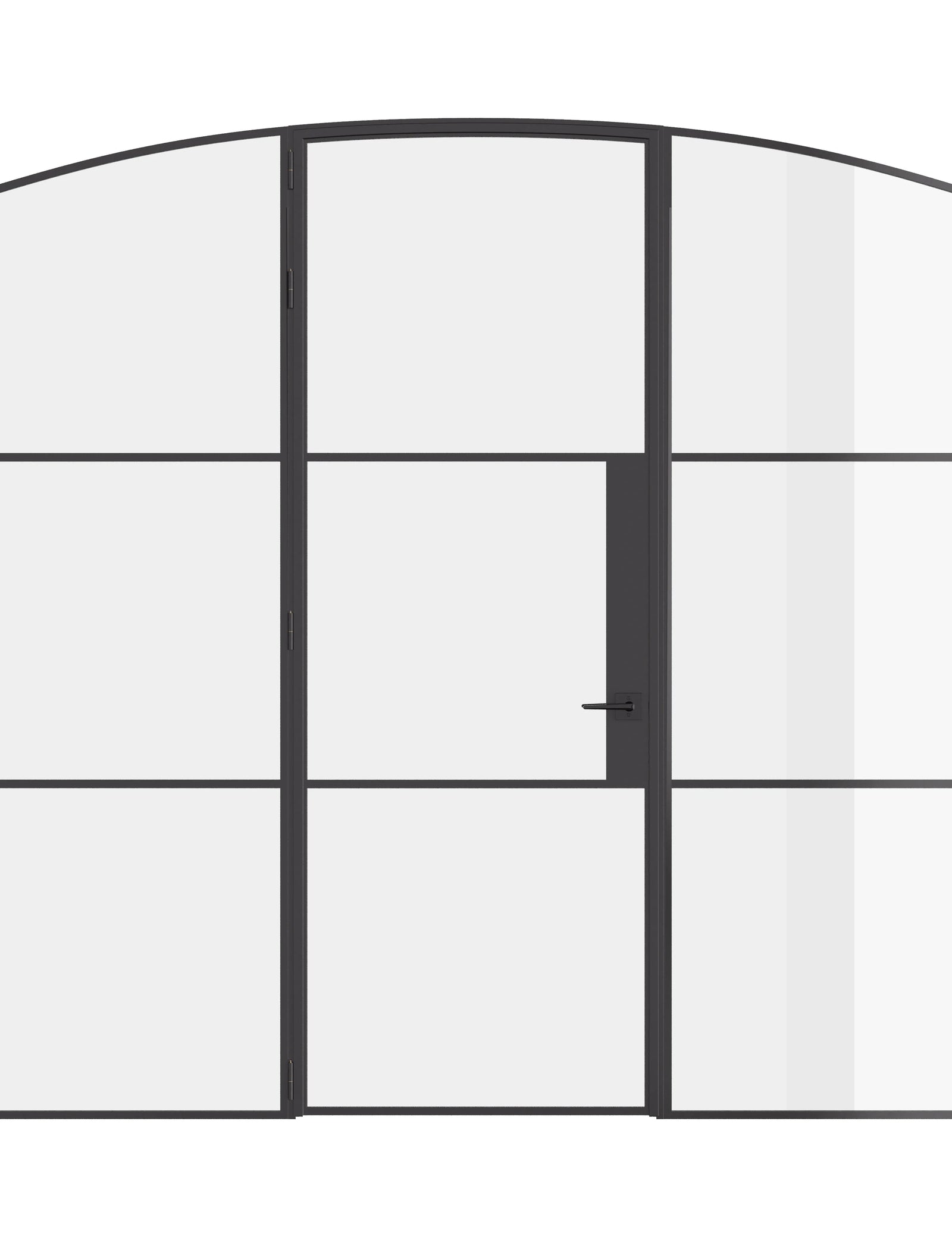Air 4 single arch door with sidelights in sleek architectural steel frame