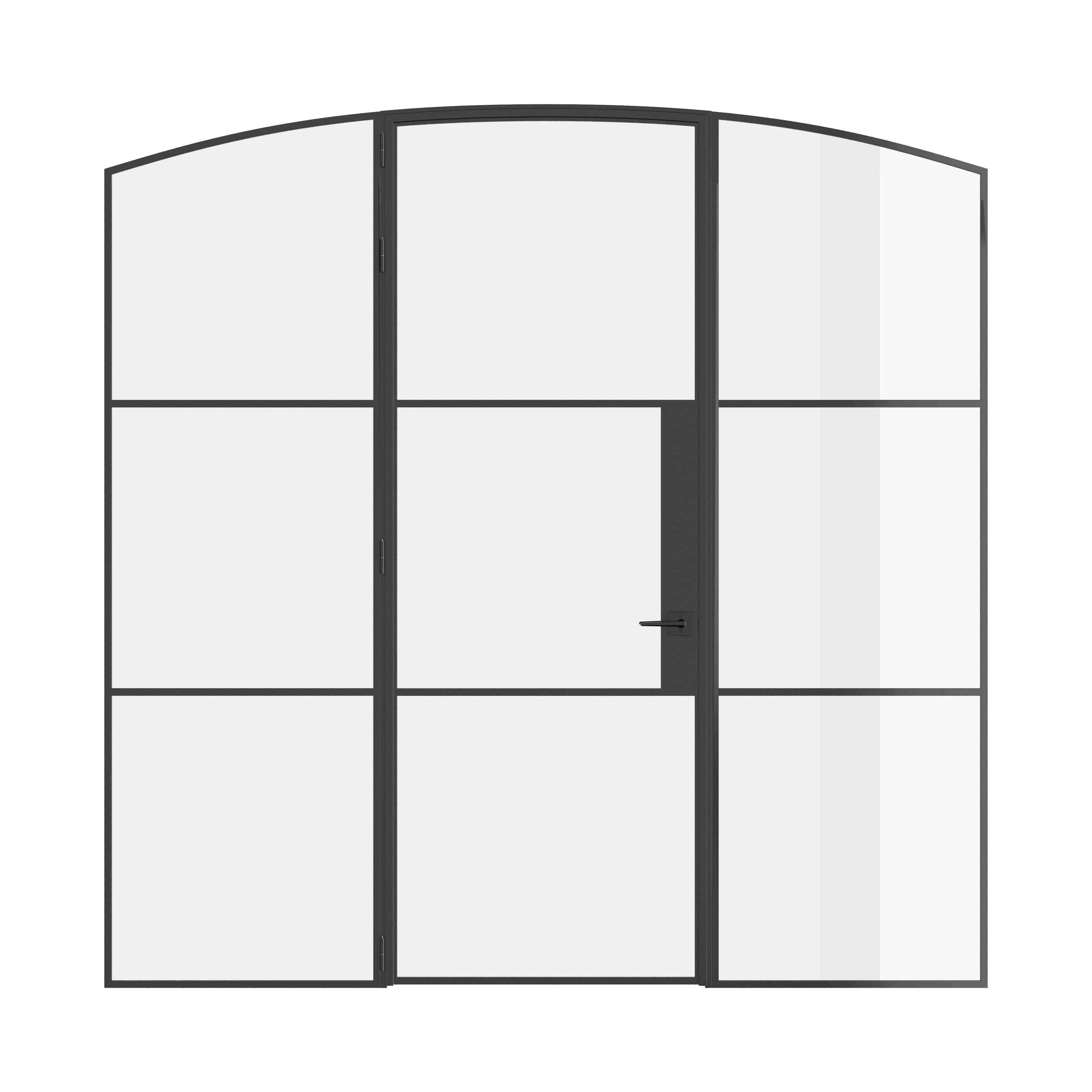 Air 4 single arch door with sidelights in sleek architectural steel frame