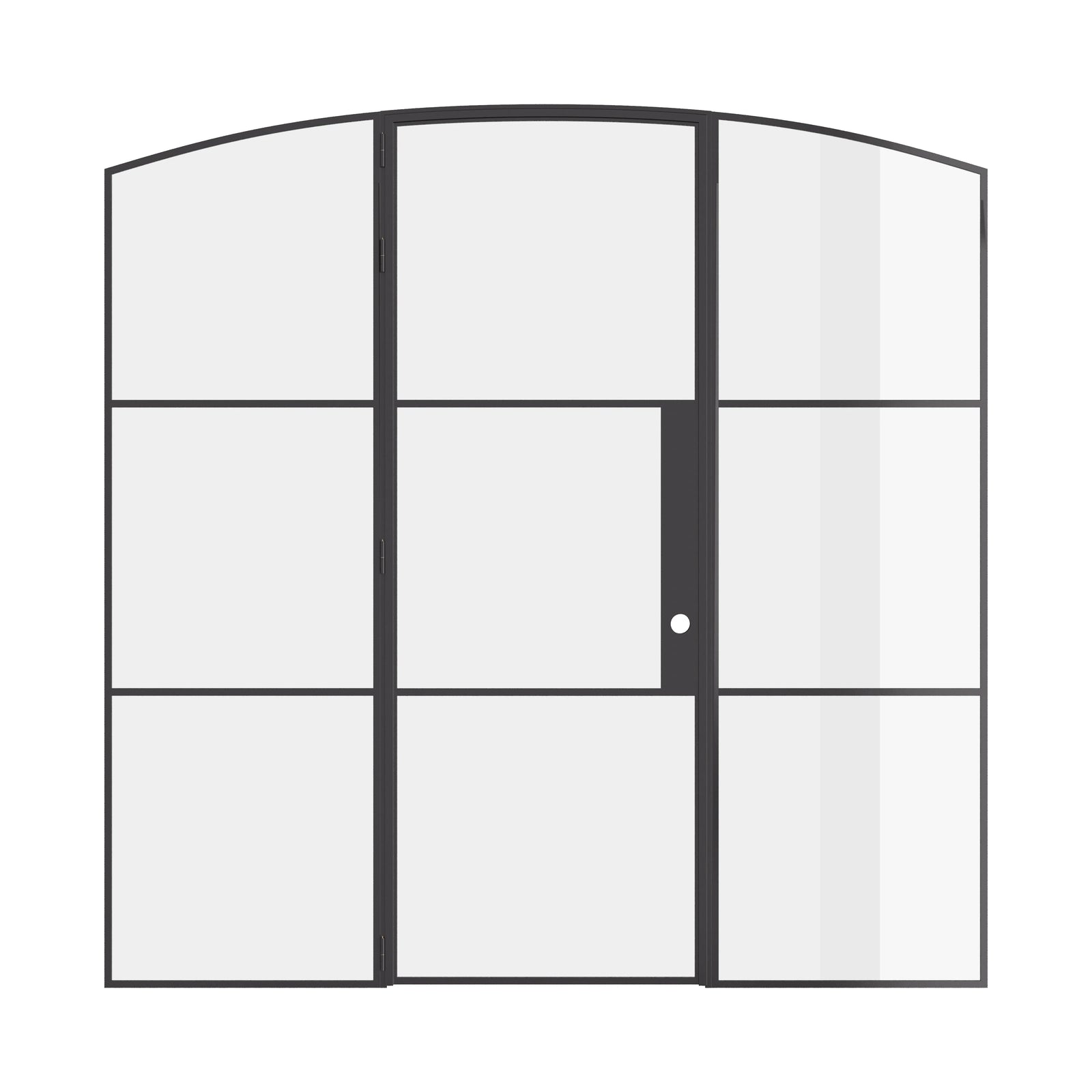 Air 4 single arch door with sidelights in solid steel and narrow sightlines