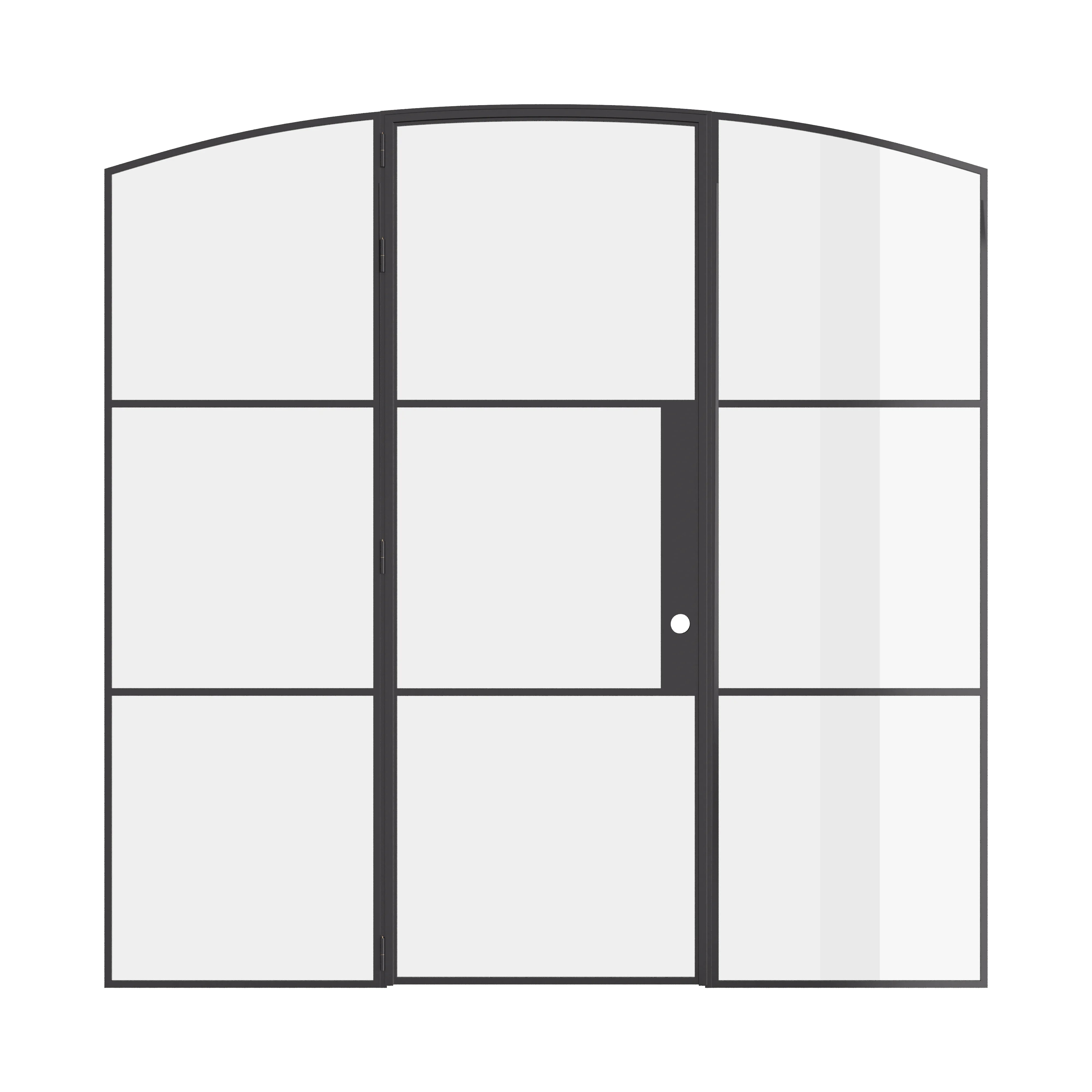 Air 4 single arch door with sidelights in solid steel and narrow sightlines