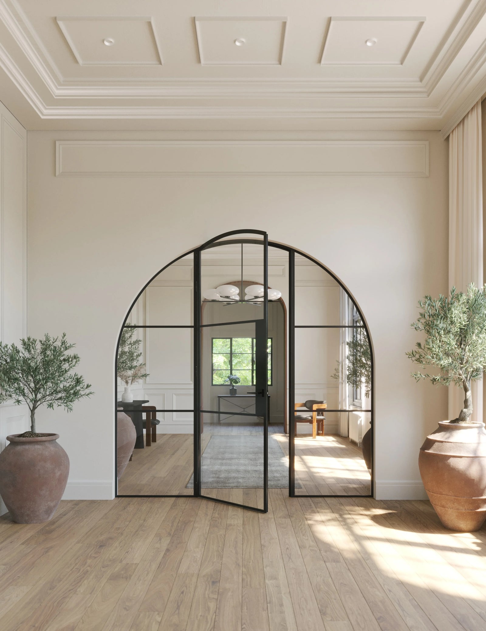 Air 4 arched single OTTOSTUMM steel door with sidelites and slim muntins