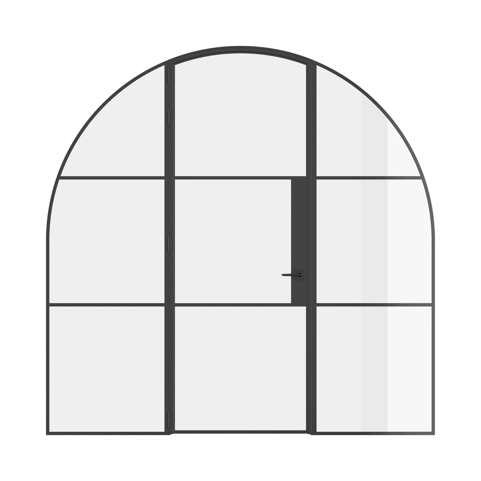 Air 4 single full arch door with side windows in strong steel frame