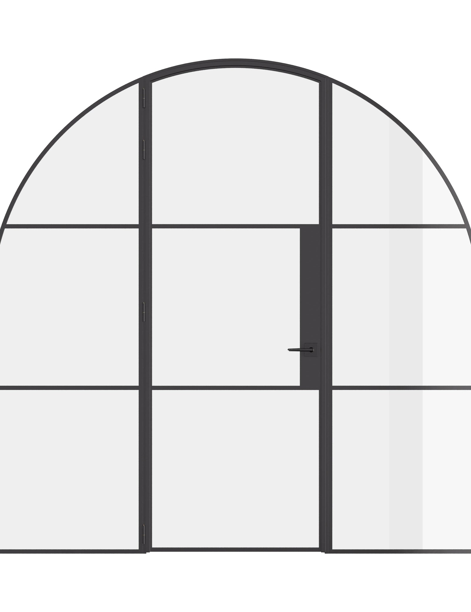 Air 4 single full arch door with side windows in strong steel frame