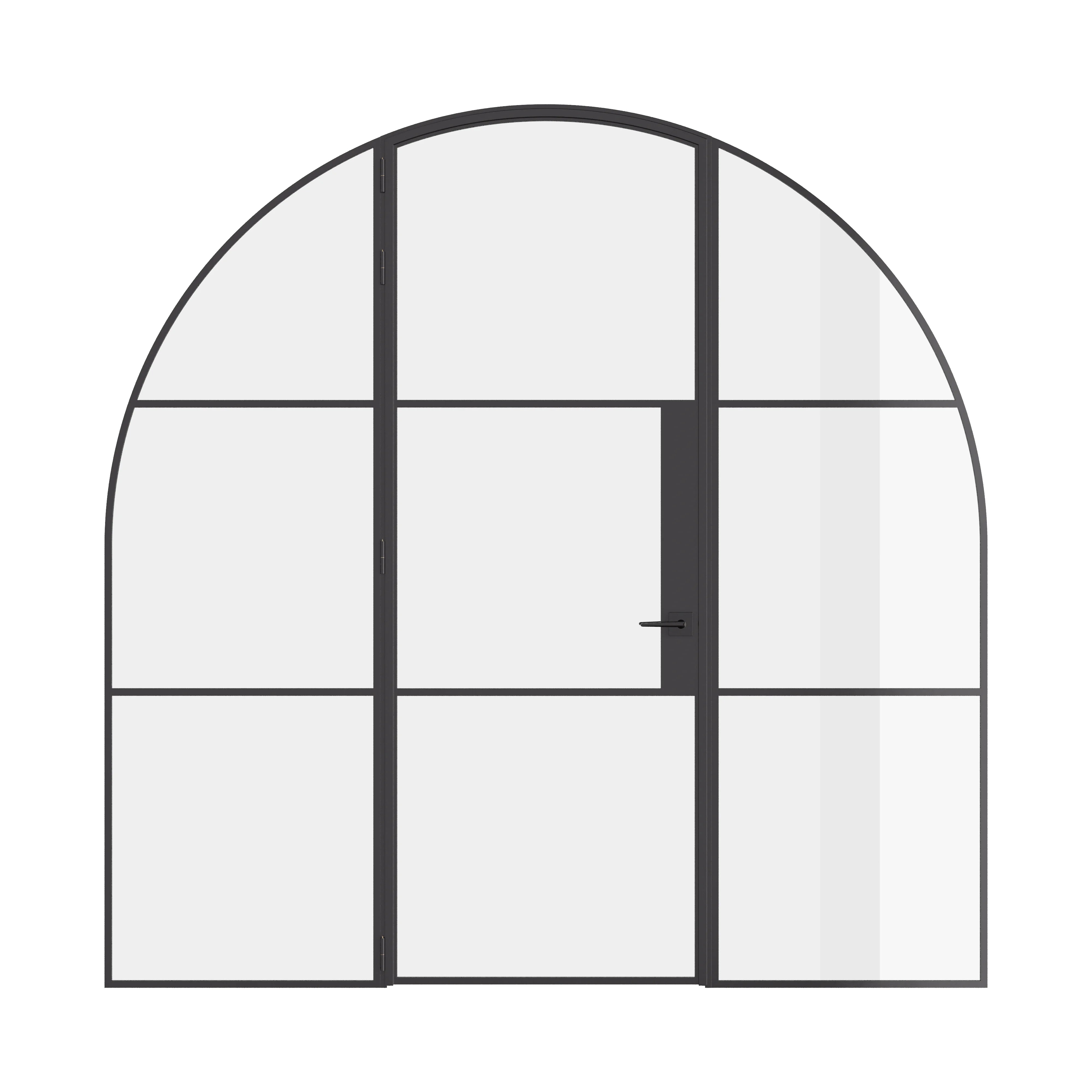 Air 4 single full arch door with side windows in strong steel frame