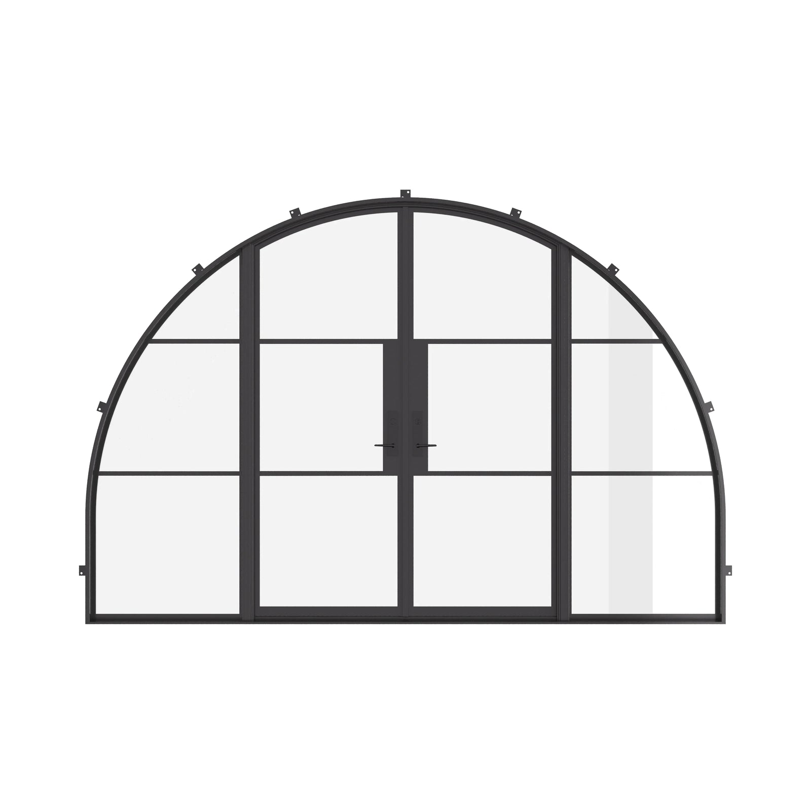 Air 4 Wide architectural steel double full arch door with side windows
