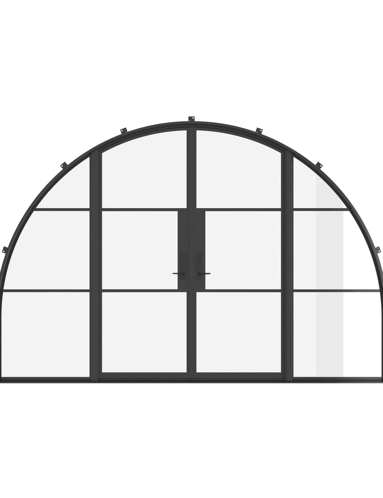 Air 4 Wide architectural steel double full arch door with side windows