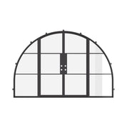 Air 4 wide double full arch entry doors with sidelights and narrow sightlines