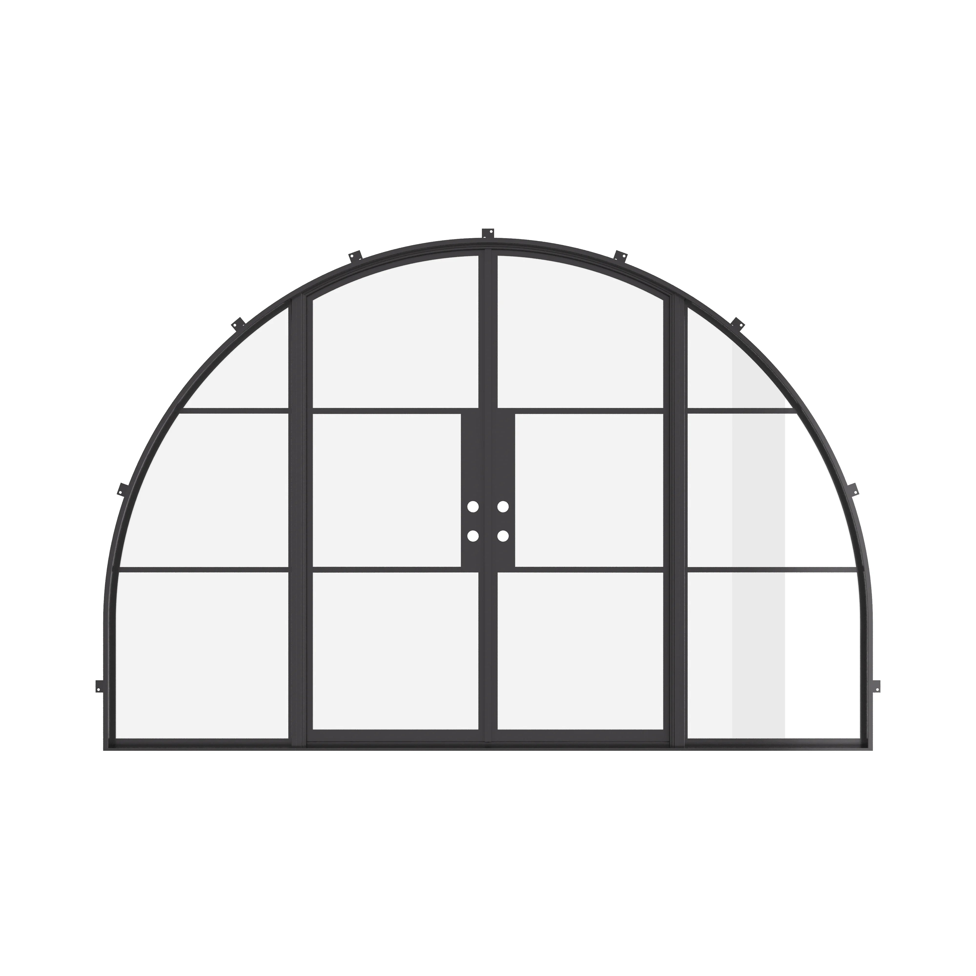 Air 4 wide double full arch entry doors with sidelights and narrow sightlines