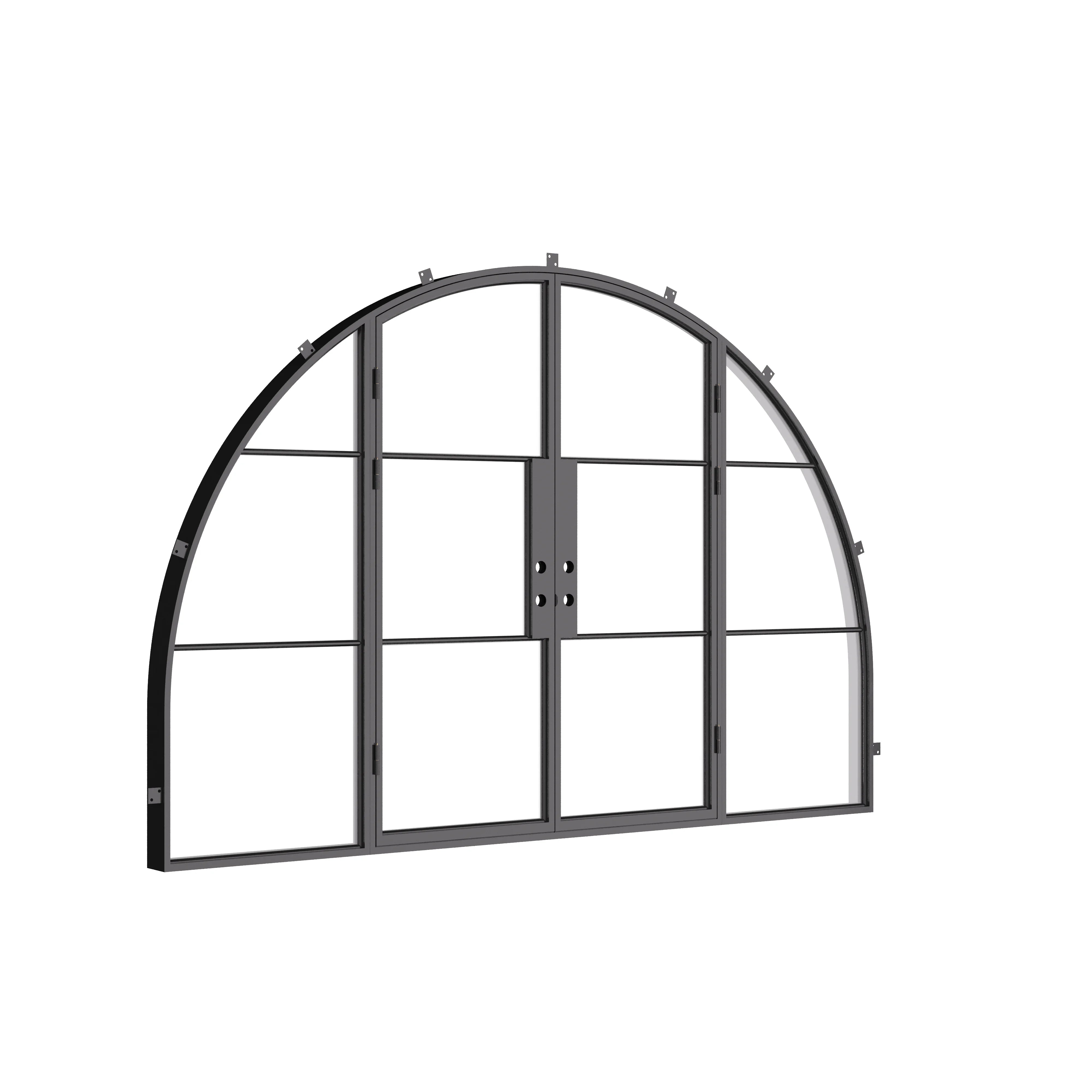 Air 4 wide double full arch exterior door set with sidelights and curved tops