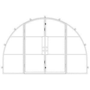 Wide full arch steel and glass door with side windows