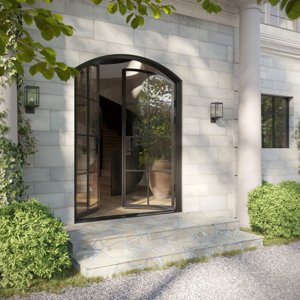 arched top double entry door with insulated steel design