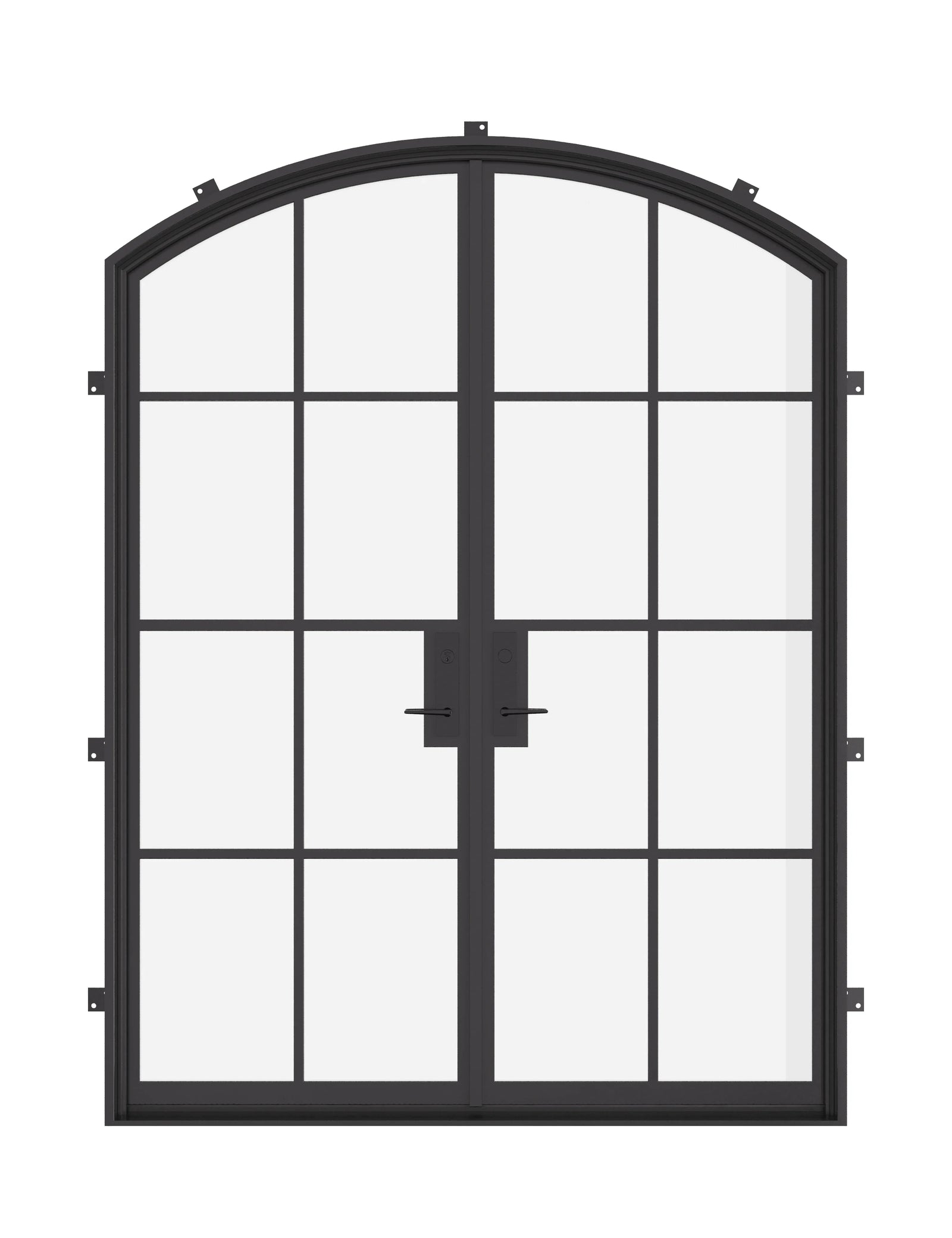 Exterior double arch architectural steel doors with insulated safety glass