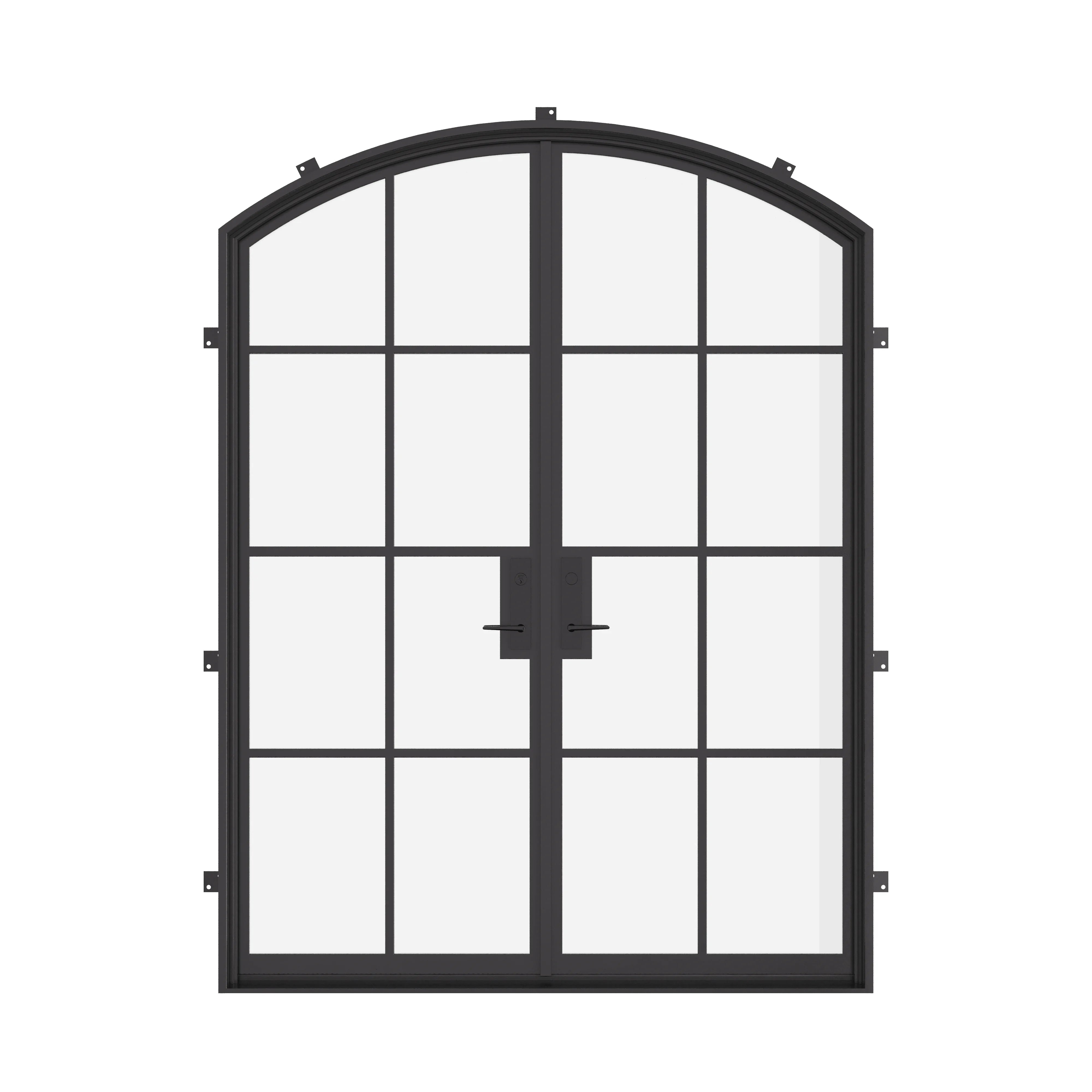 Exterior double arch architectural steel doors with insulated safety glass