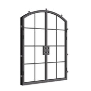 Double arch prehung steel entry doors with NFRC rated dual-pane glass