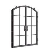 modern arched steel double door with energy efficient frame