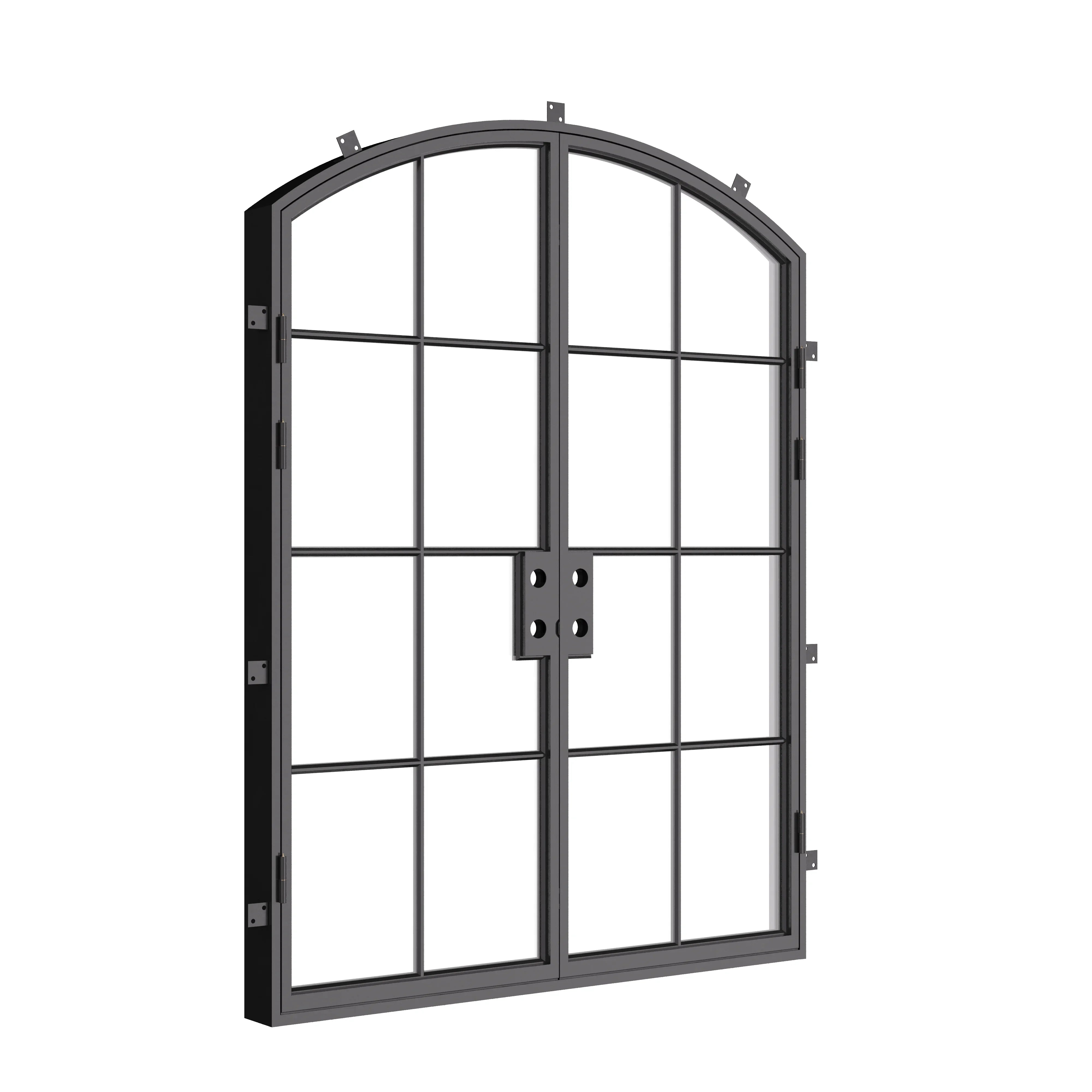 modern arched steel double door with energy efficient frame