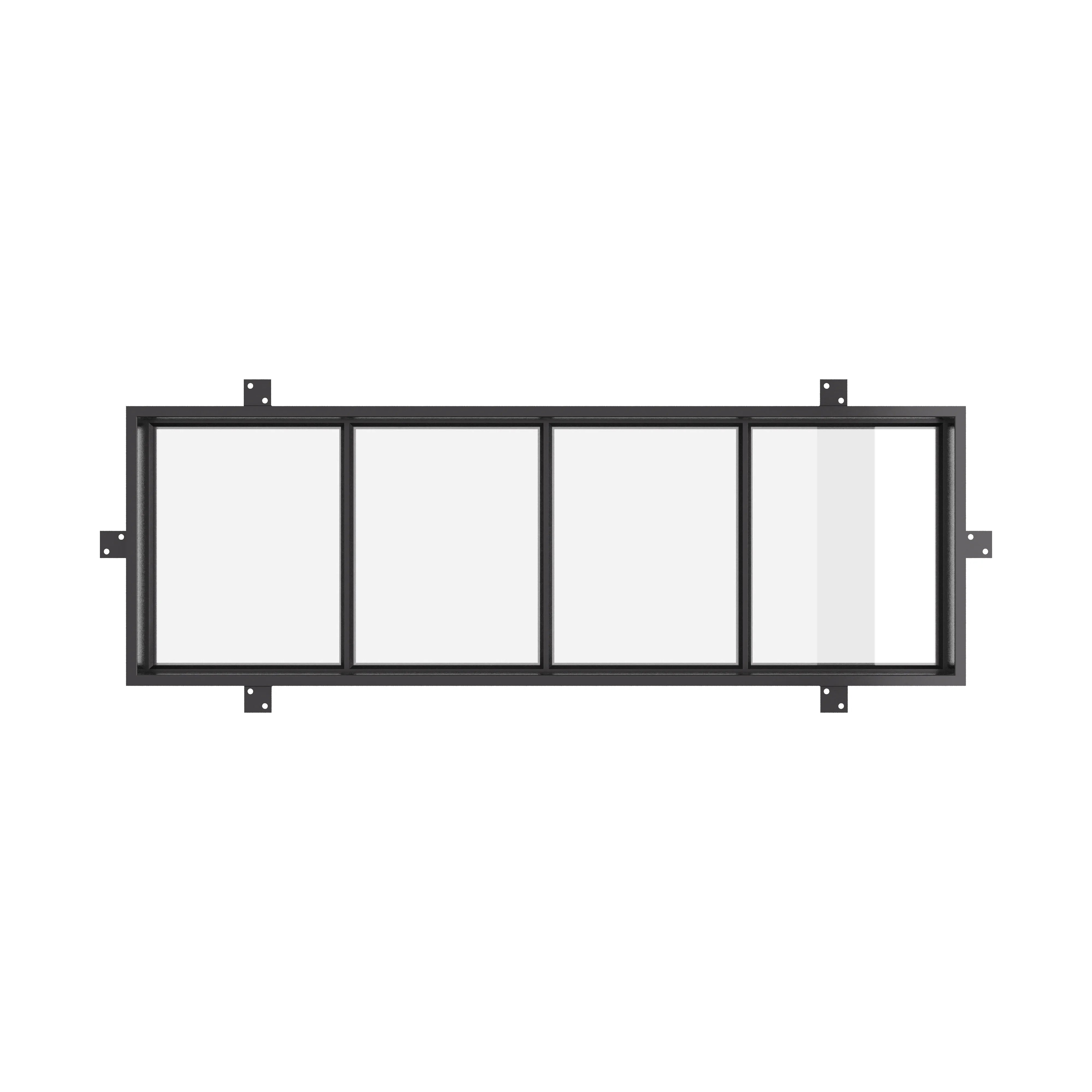 Steel flat top window panel, NFRC-rated architectural cold-rolled frame with tempered glass