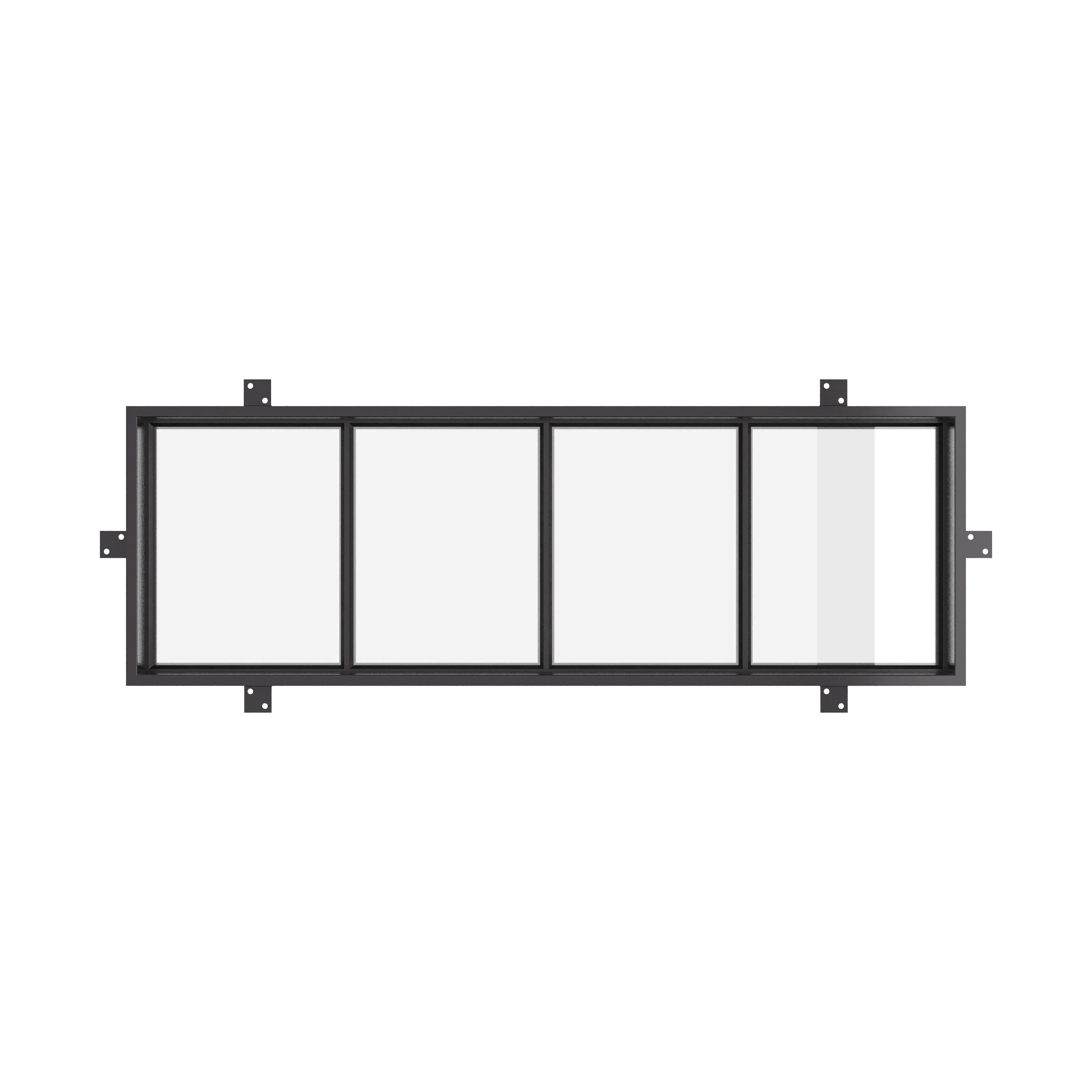 Flat top transom window with thermally broken steel frame